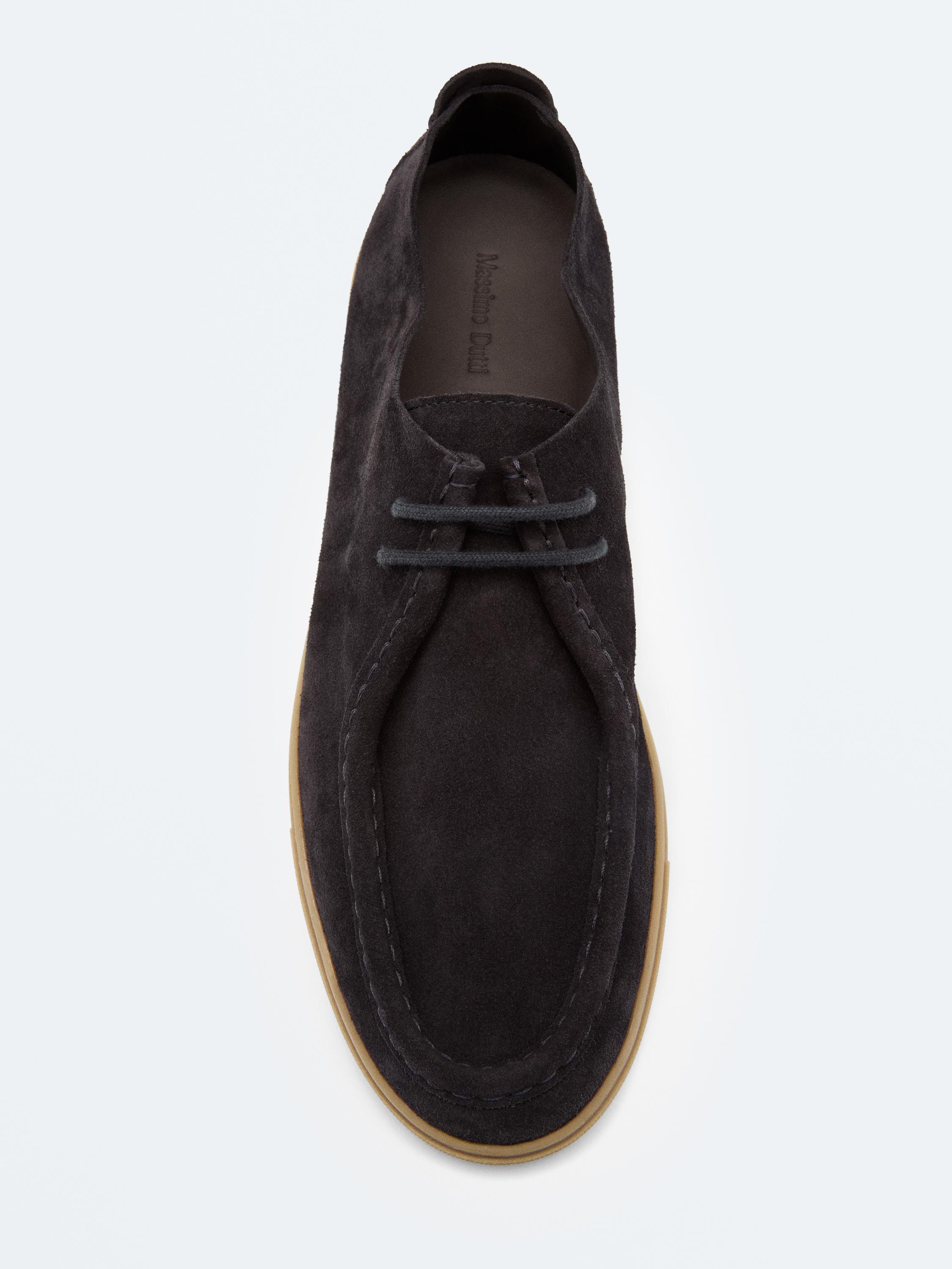 Soft leather moc toe shoes — Dark blue