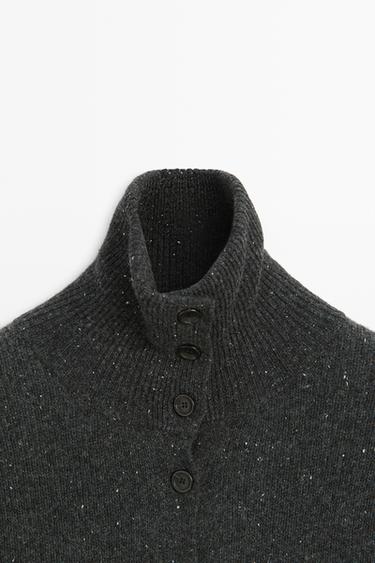 100% wool knit turtleneck cardigan — ANTHRACITE GREY 9