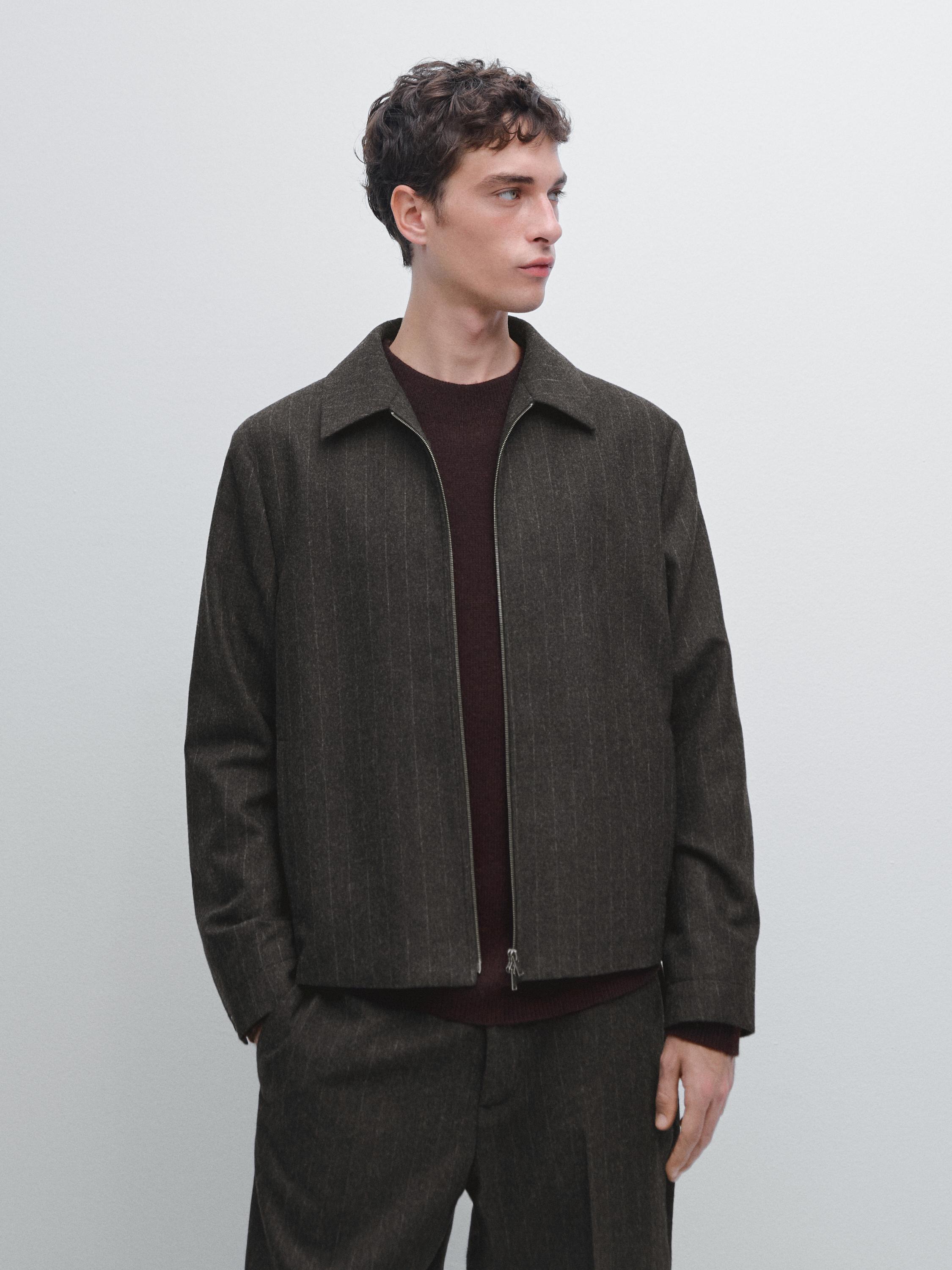 Куртка из смесовой шерсти в полоску