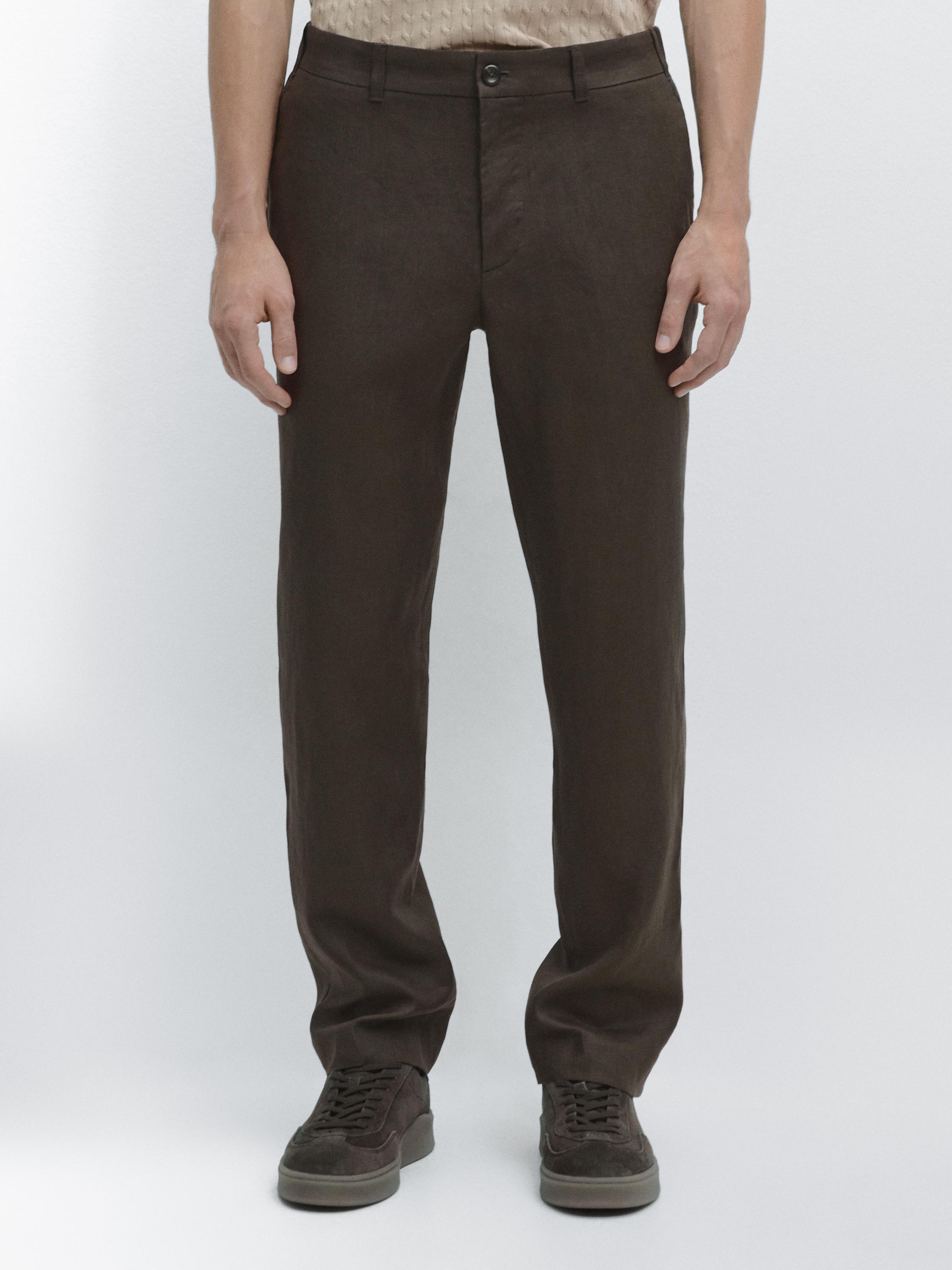 Pantalón tapered fit lino