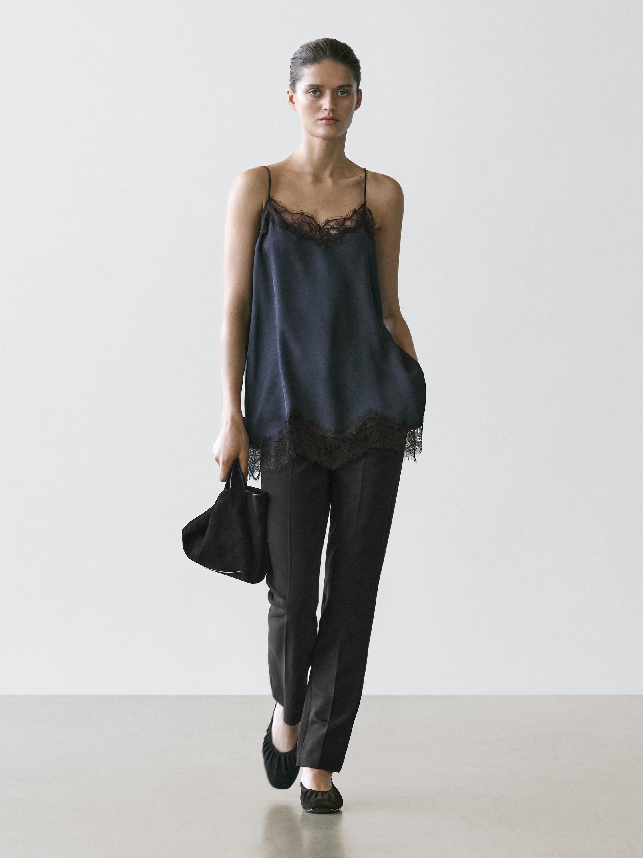 Top de llenceria detall punta contrast