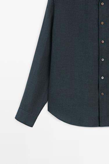 Regular fit 100% linen faded shirt — NAVY BLUE 7