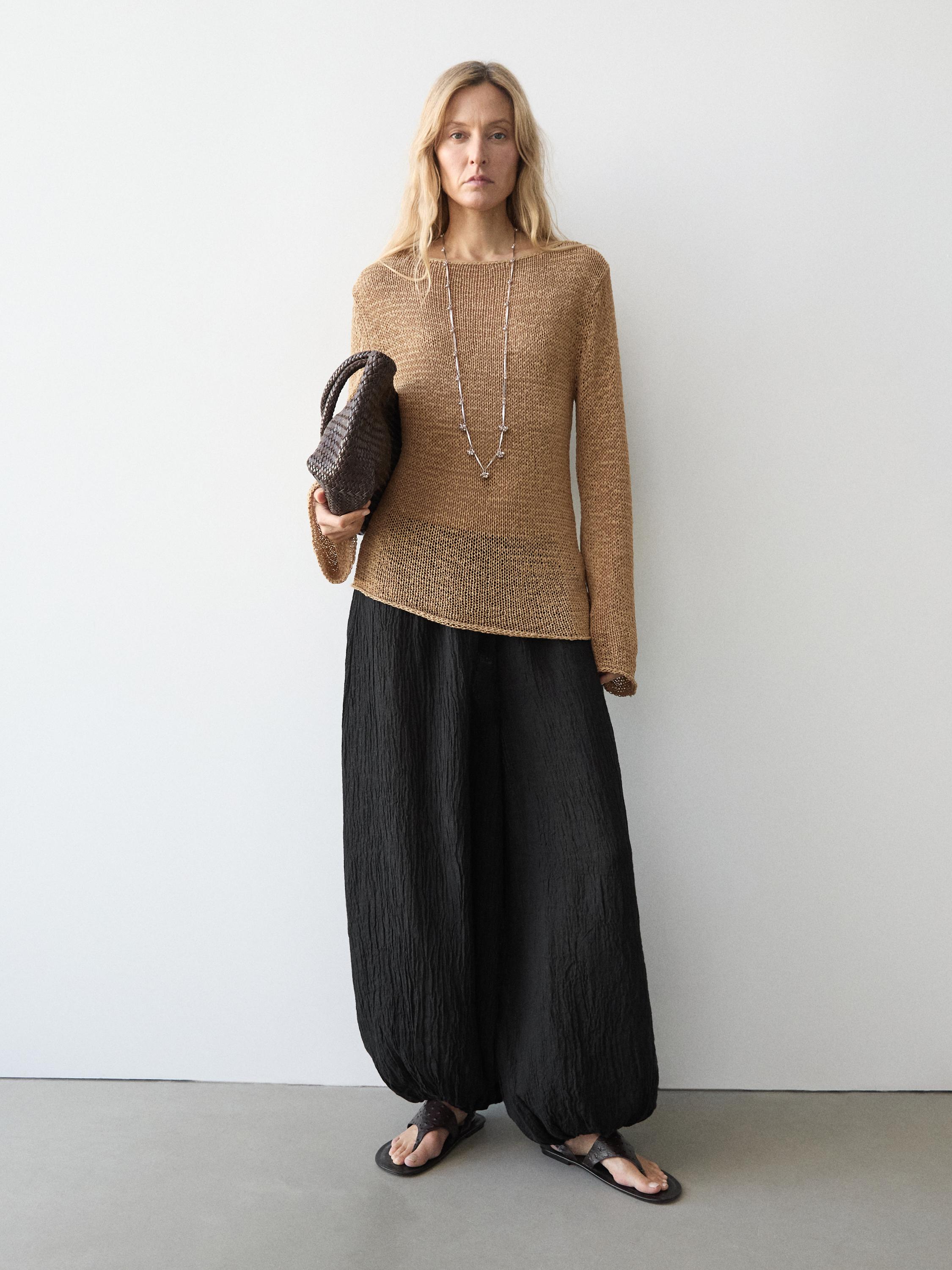 Linen sarouel trousers — BLACK
