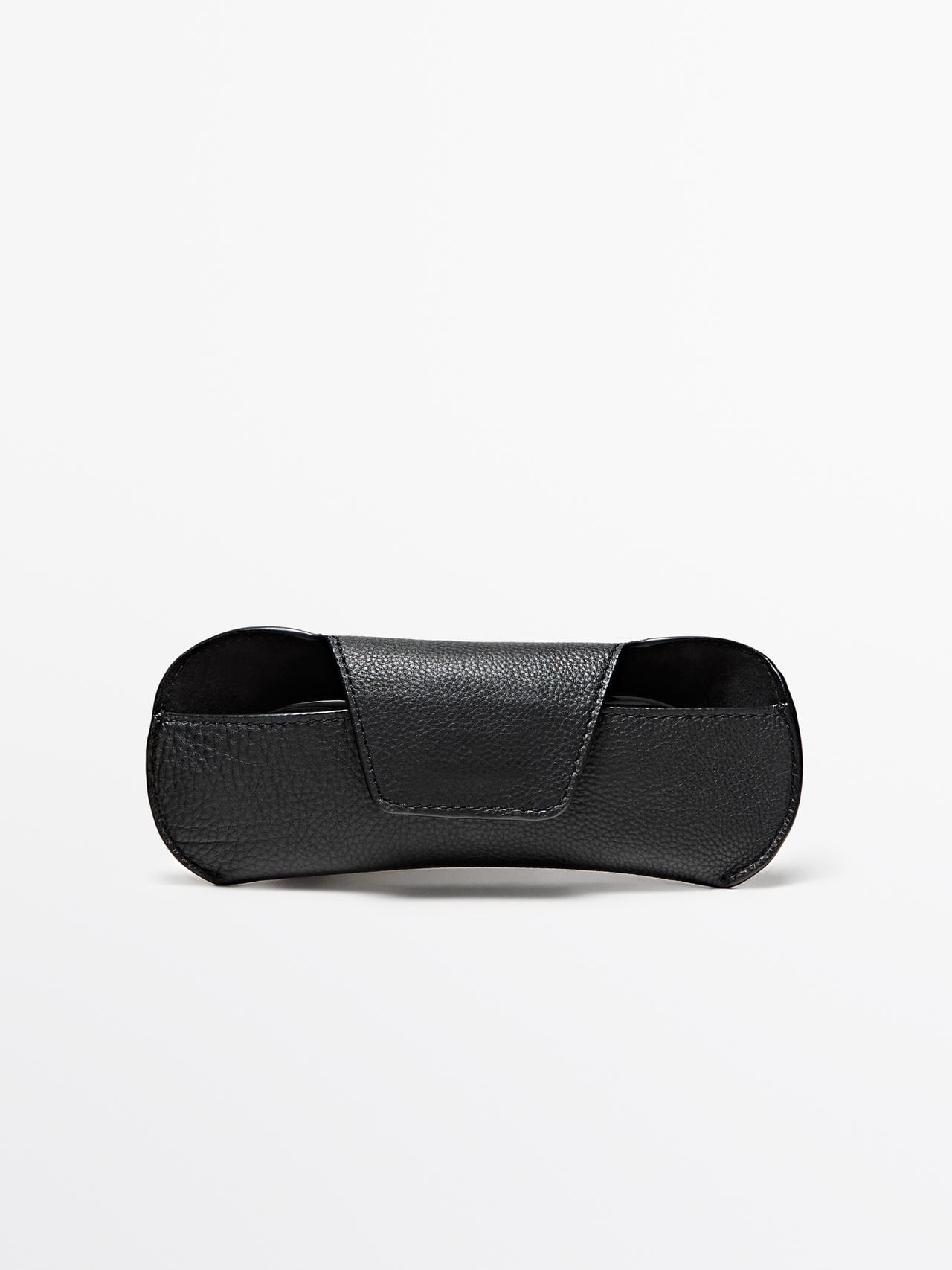 Etui Na Okulary Ze Skóry Nappa - Czarny - 01 - Massimo Dutti - Mężczyzna