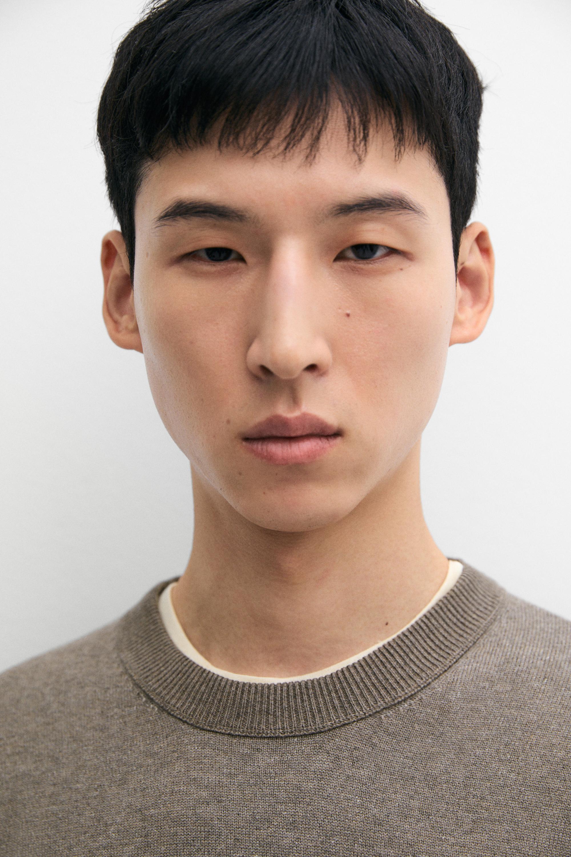 Cotton blend knit sweater — KHAKI