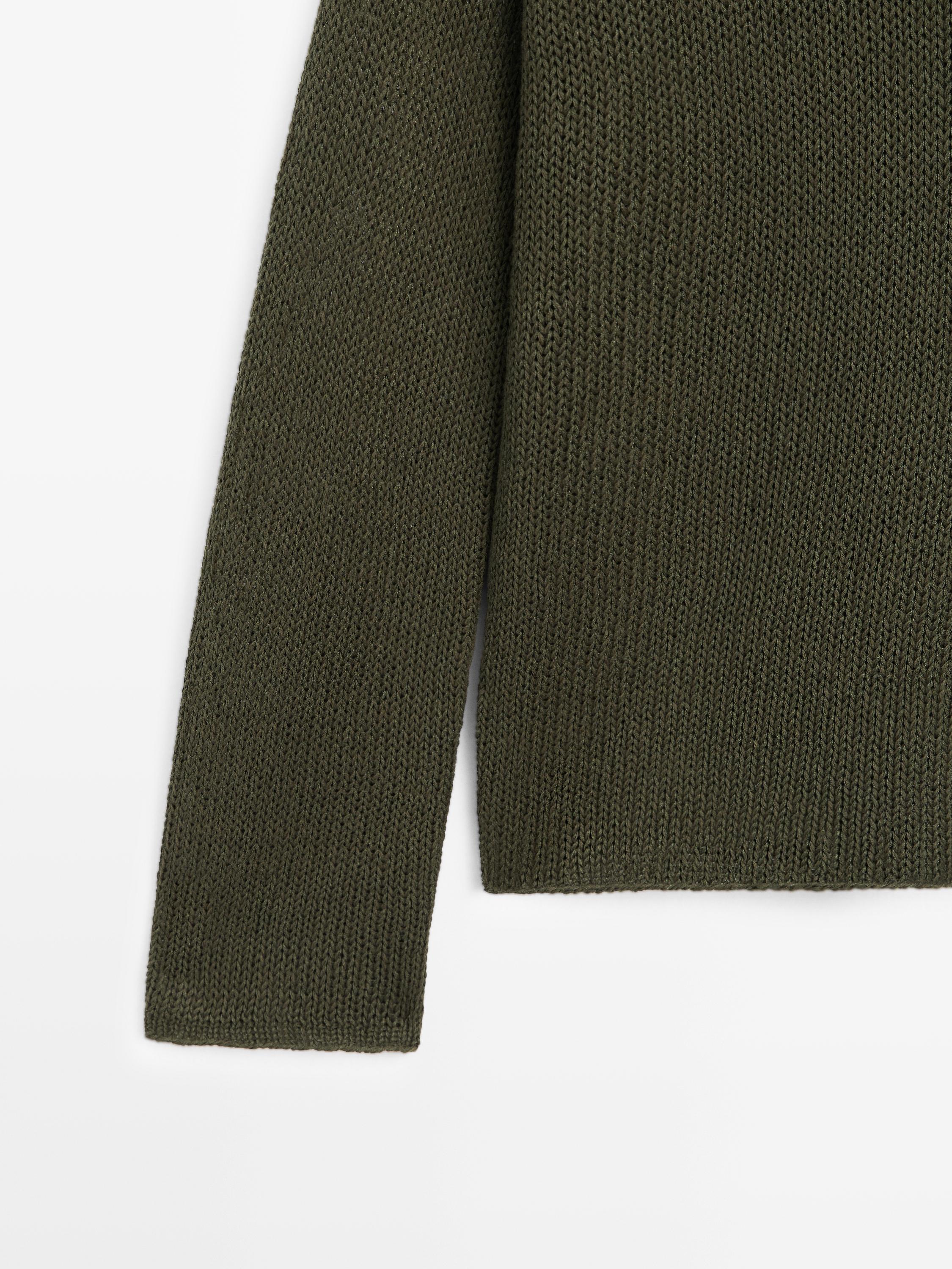 Cotton blend cutwork sweater — DARK GREEN