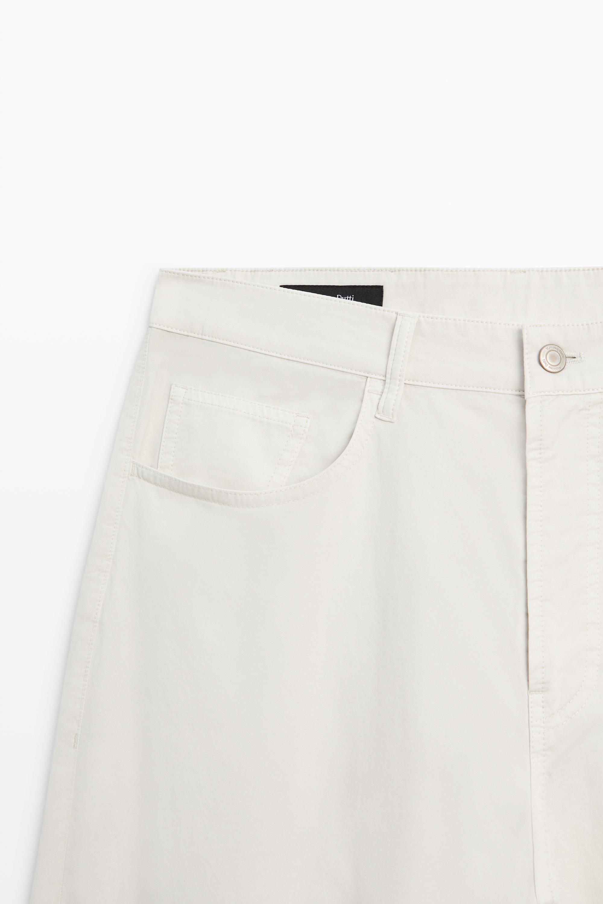 Barrel fit poplin denim-effect pants — STONE