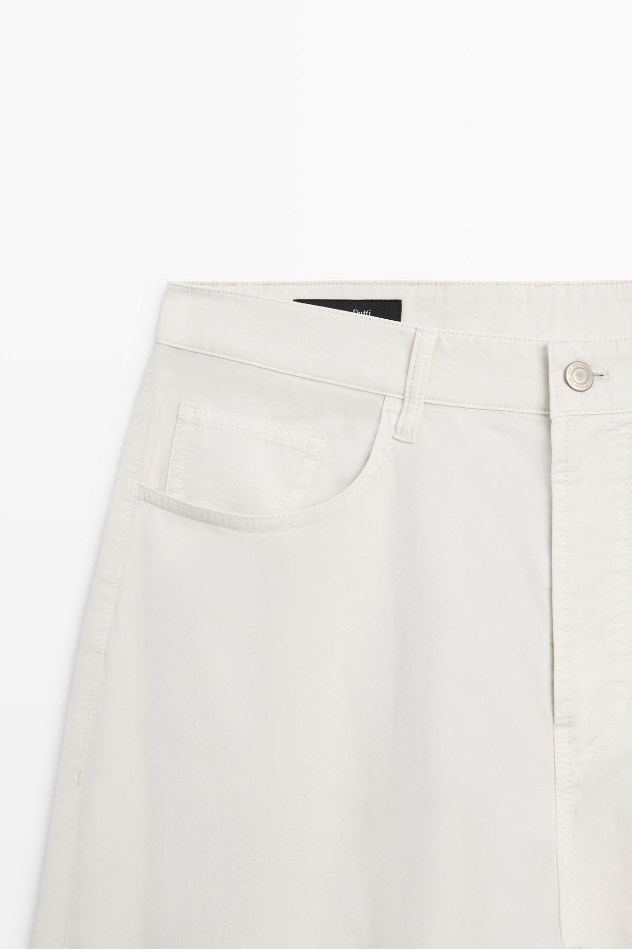 Barrel fit poplin denim-effect pants — STONE