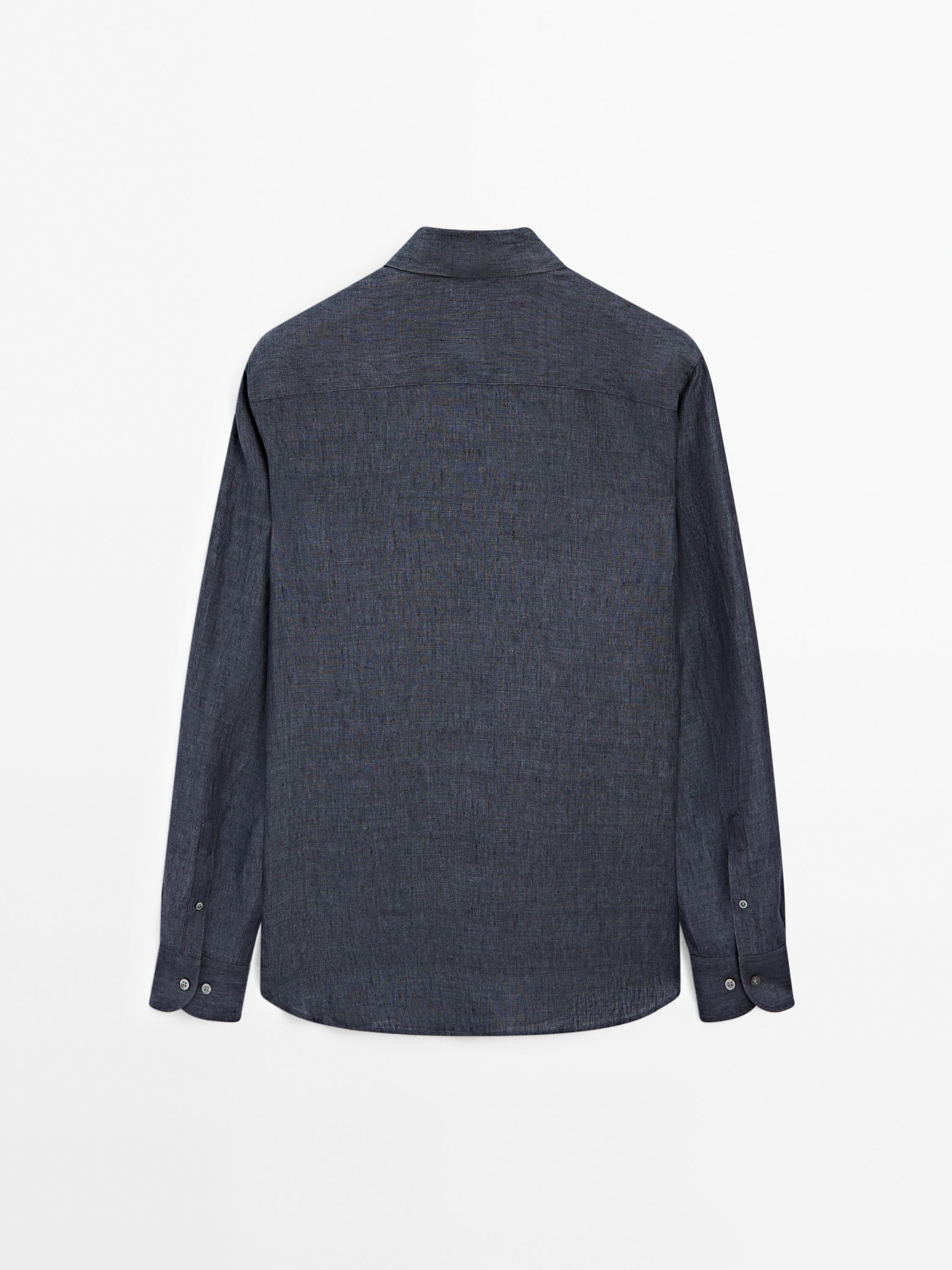 Slim fit faded 100% linen shirt