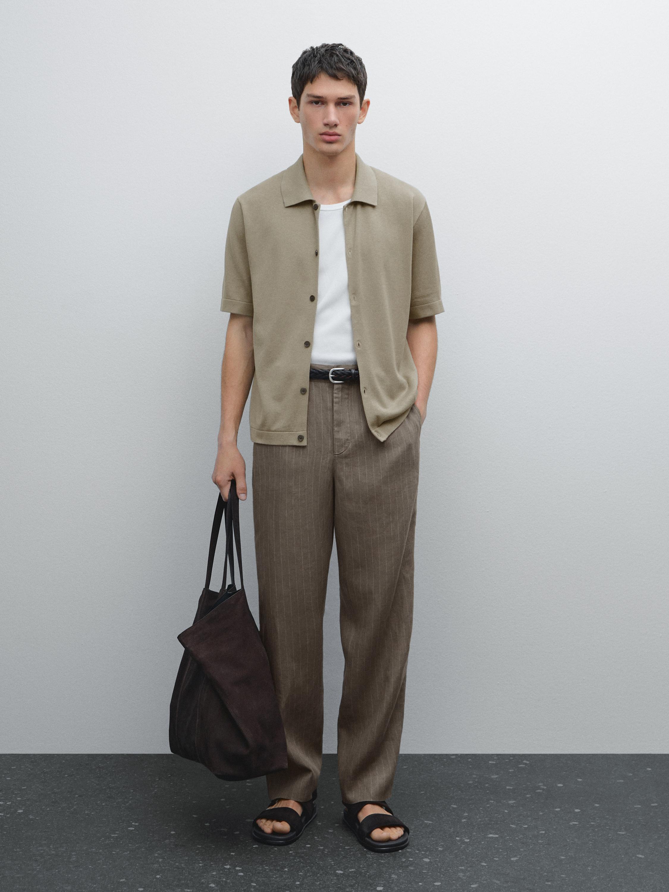 Short sleeve cotton blend cardigan