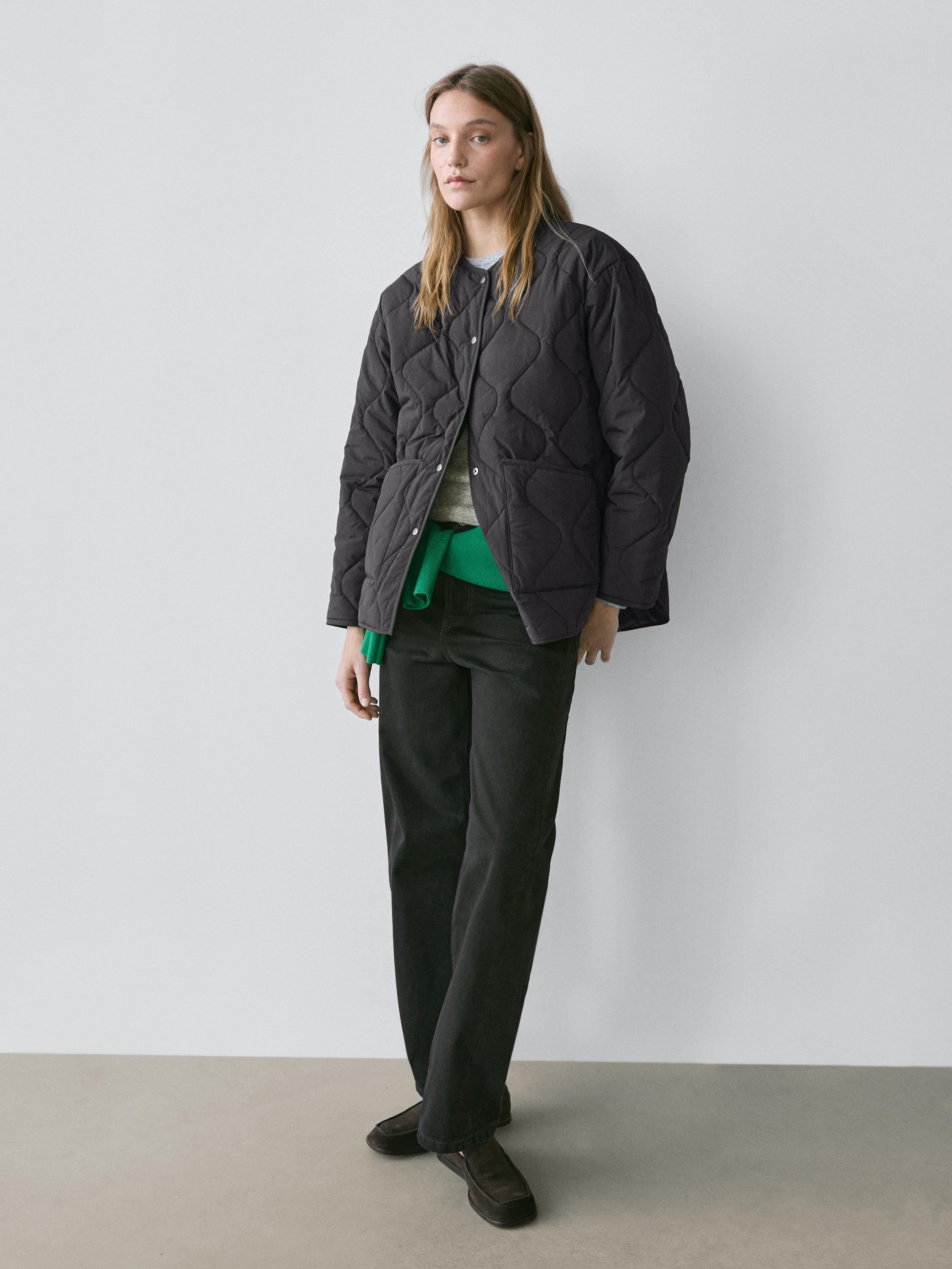 Quilted cape jacket — BLACK