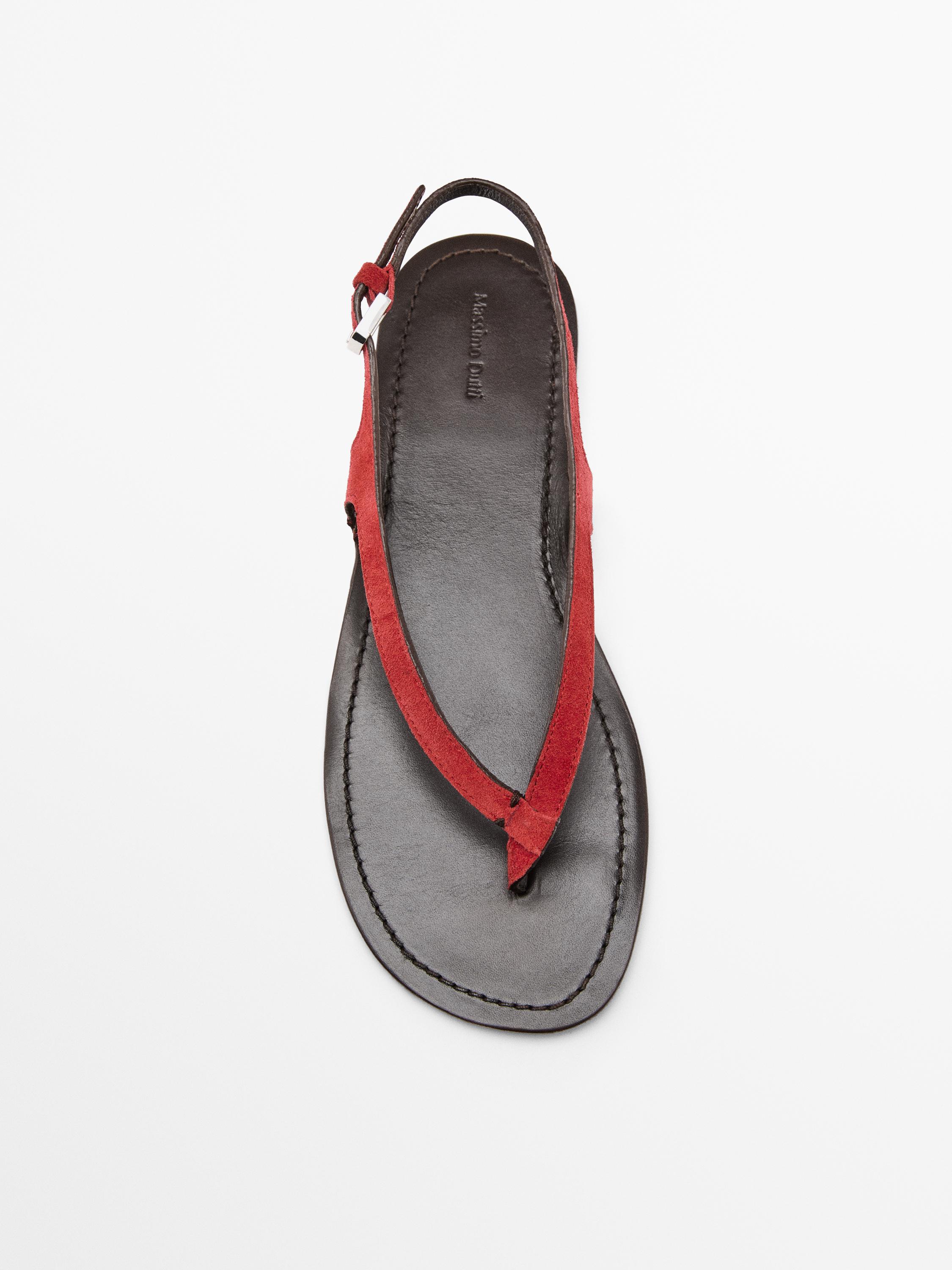 Sandali bassi in pelle scamosciata