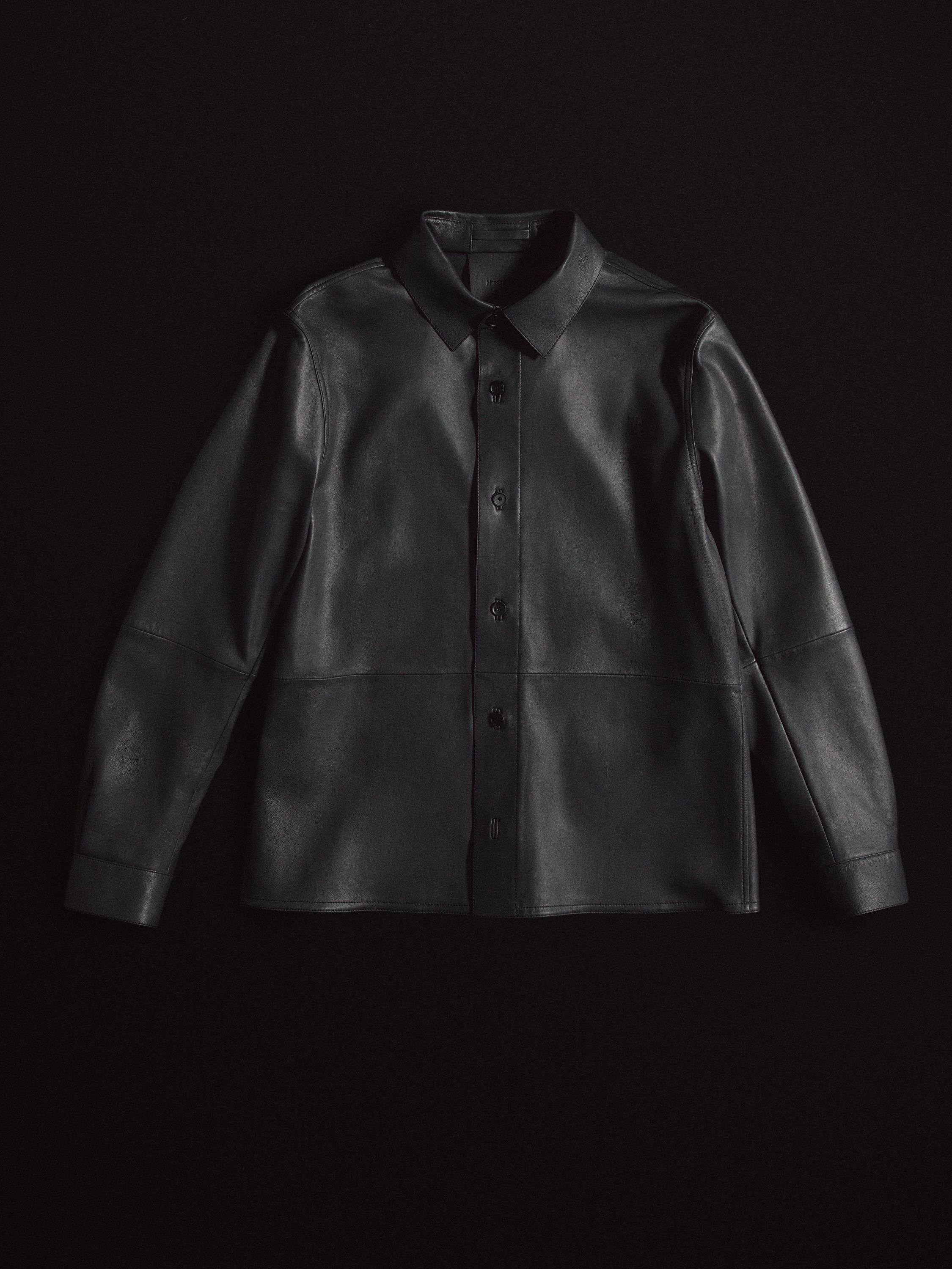 Nappa leather seamed shirt