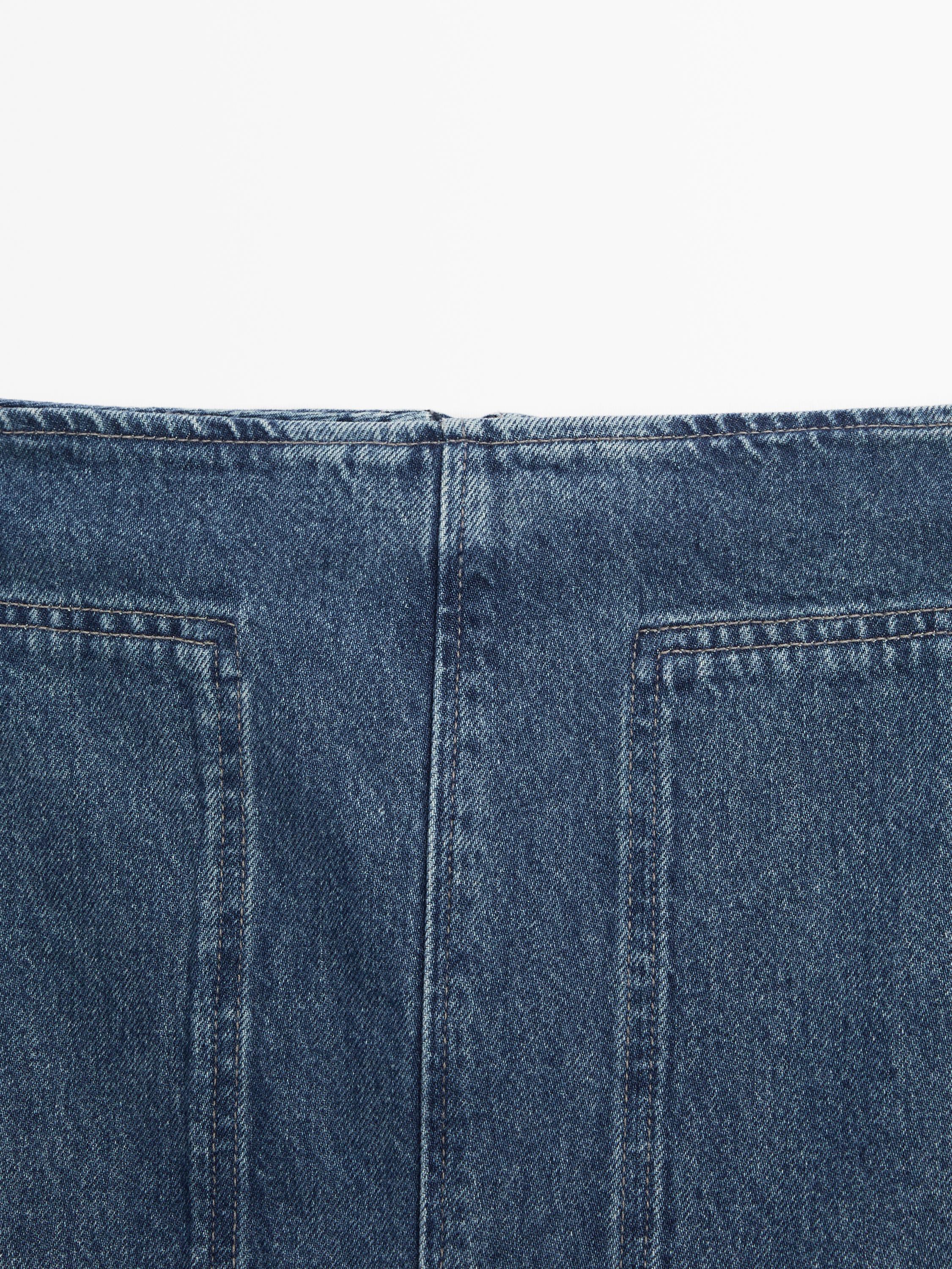 Straight-fit denim carpenter skirt