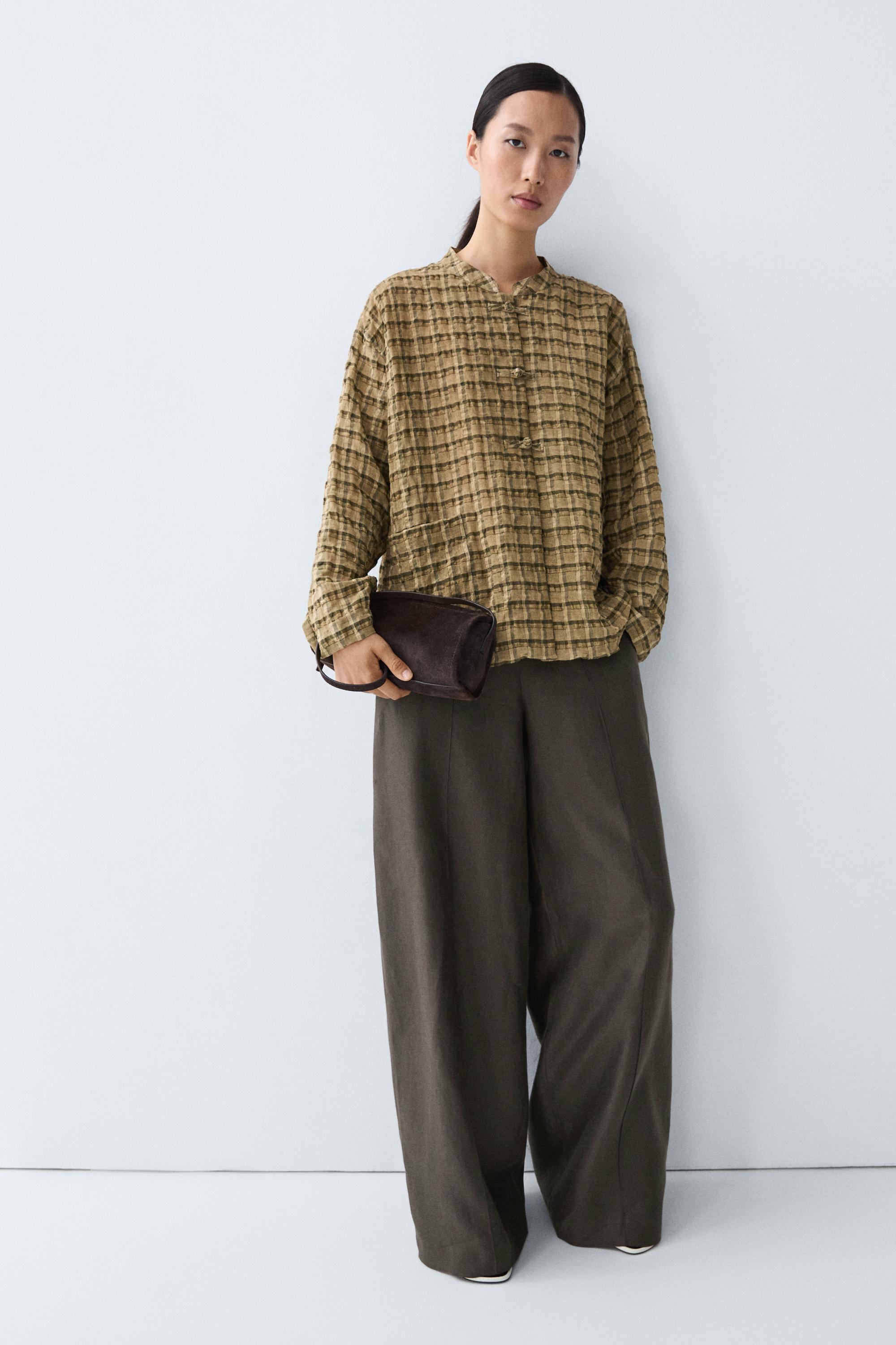 Flowing checkered shirt — MUSTARD YELLOW