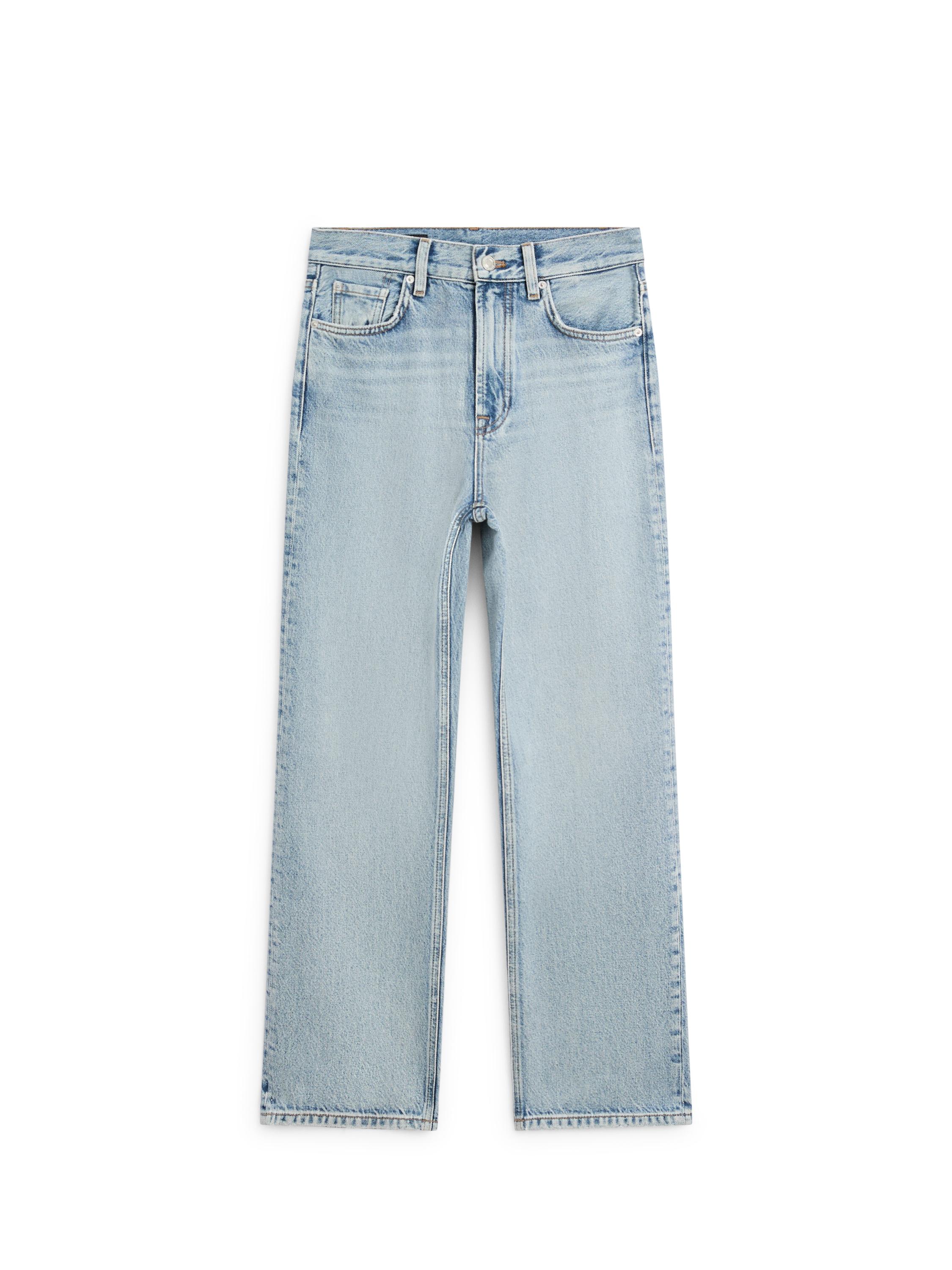 Straight-leg high-waist jeans — Light Blue