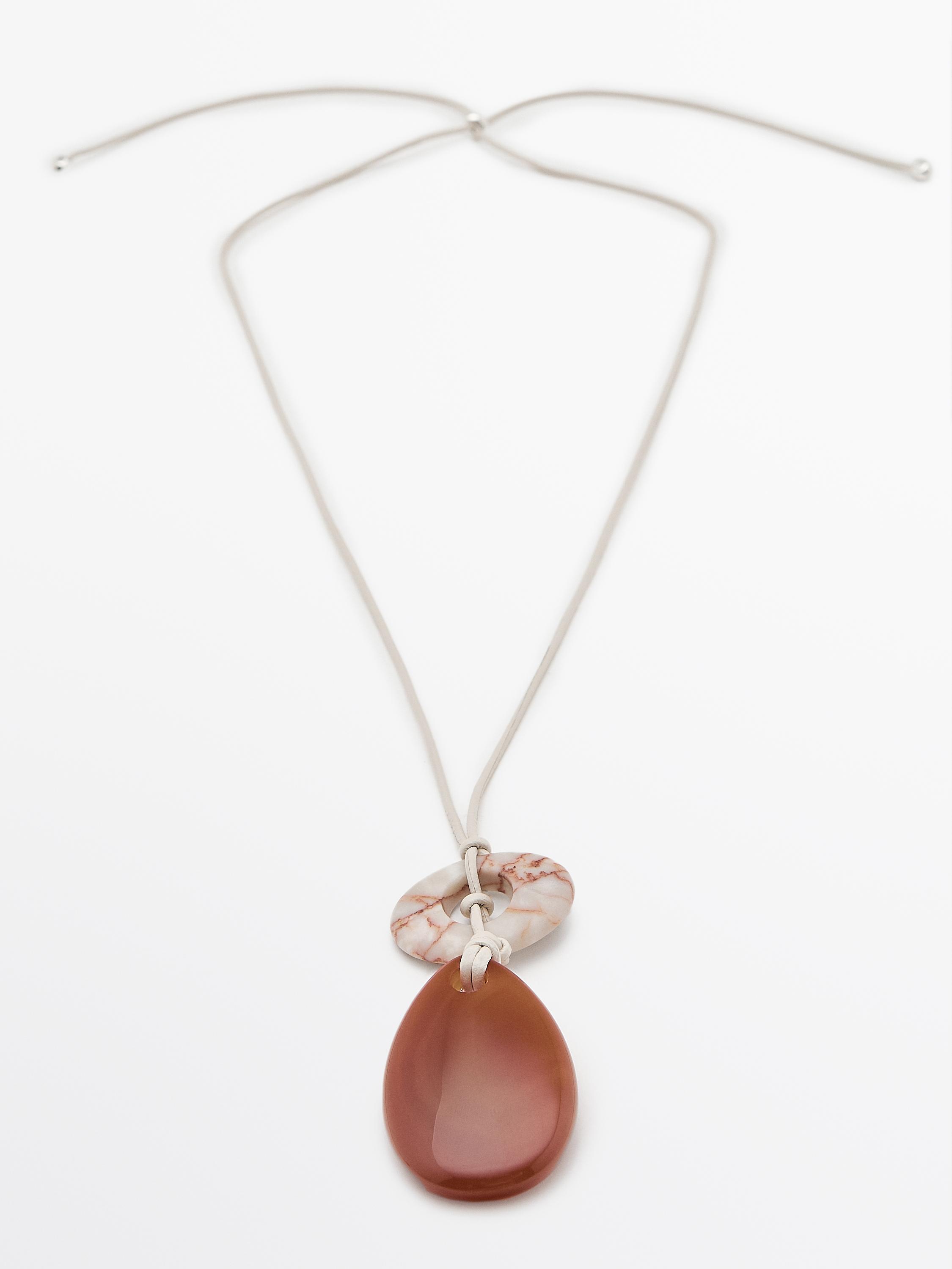 Leather cord necklace with stones