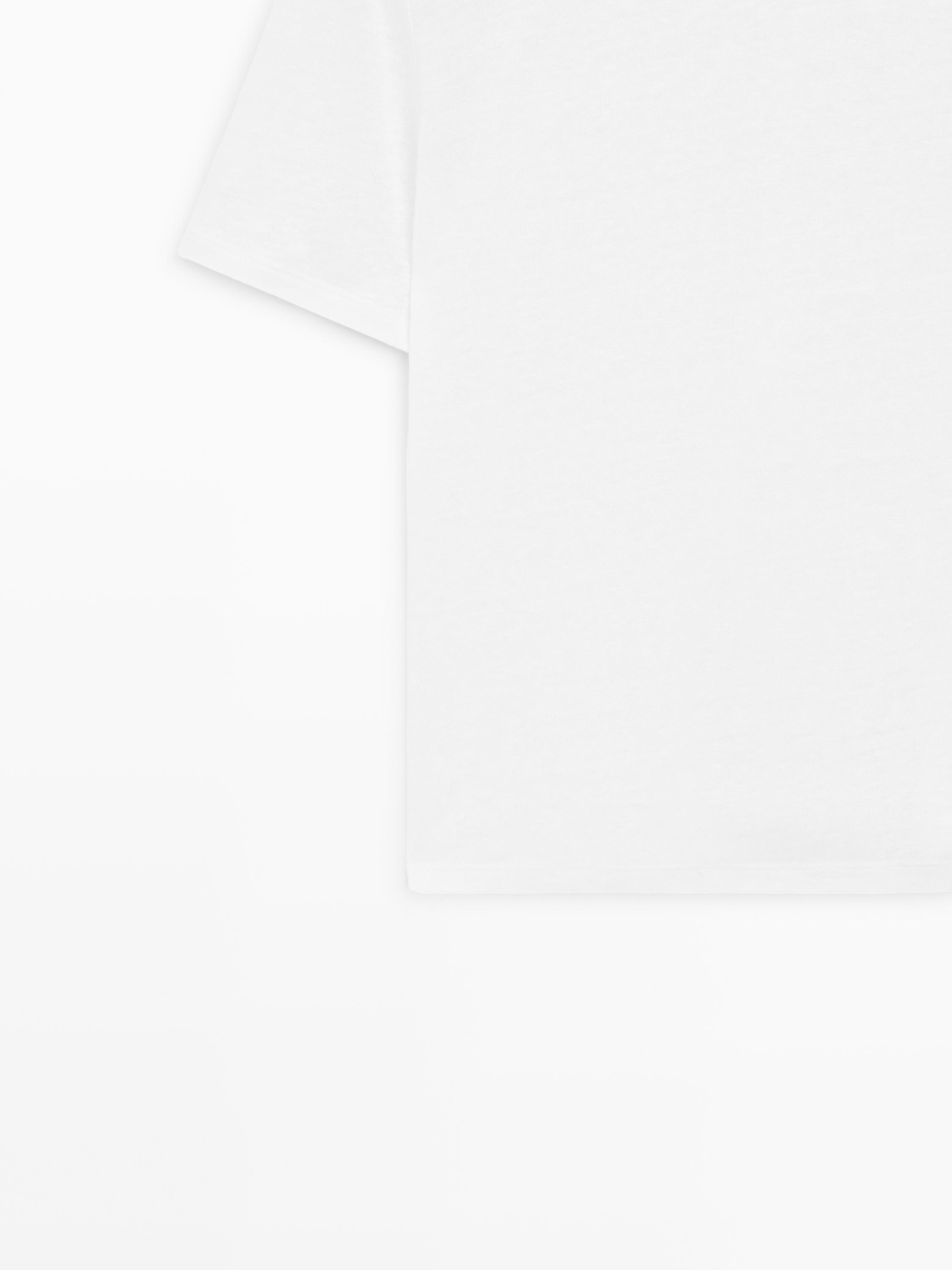 100% linen short sleeve T-shirt — Off white