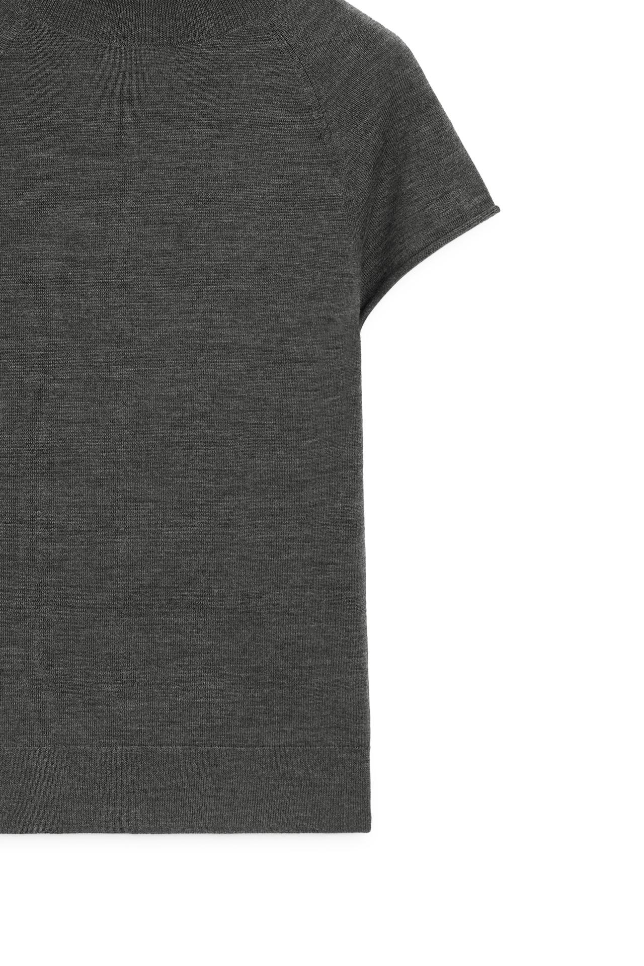 100% wool short sleeve knit sweater - LIMITED EDITION — MEDIUM GREY