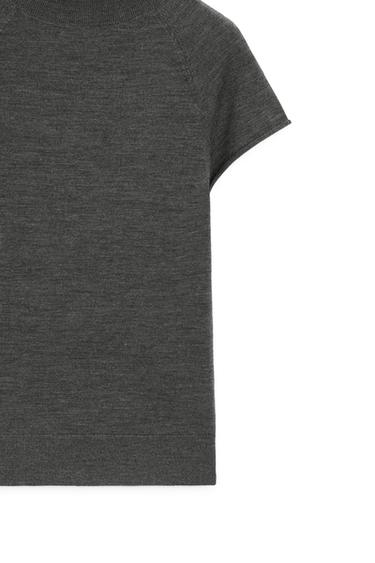 100% wool short sleeve knit sweater - LIMITED EDITION — MEDIUM GREY 8