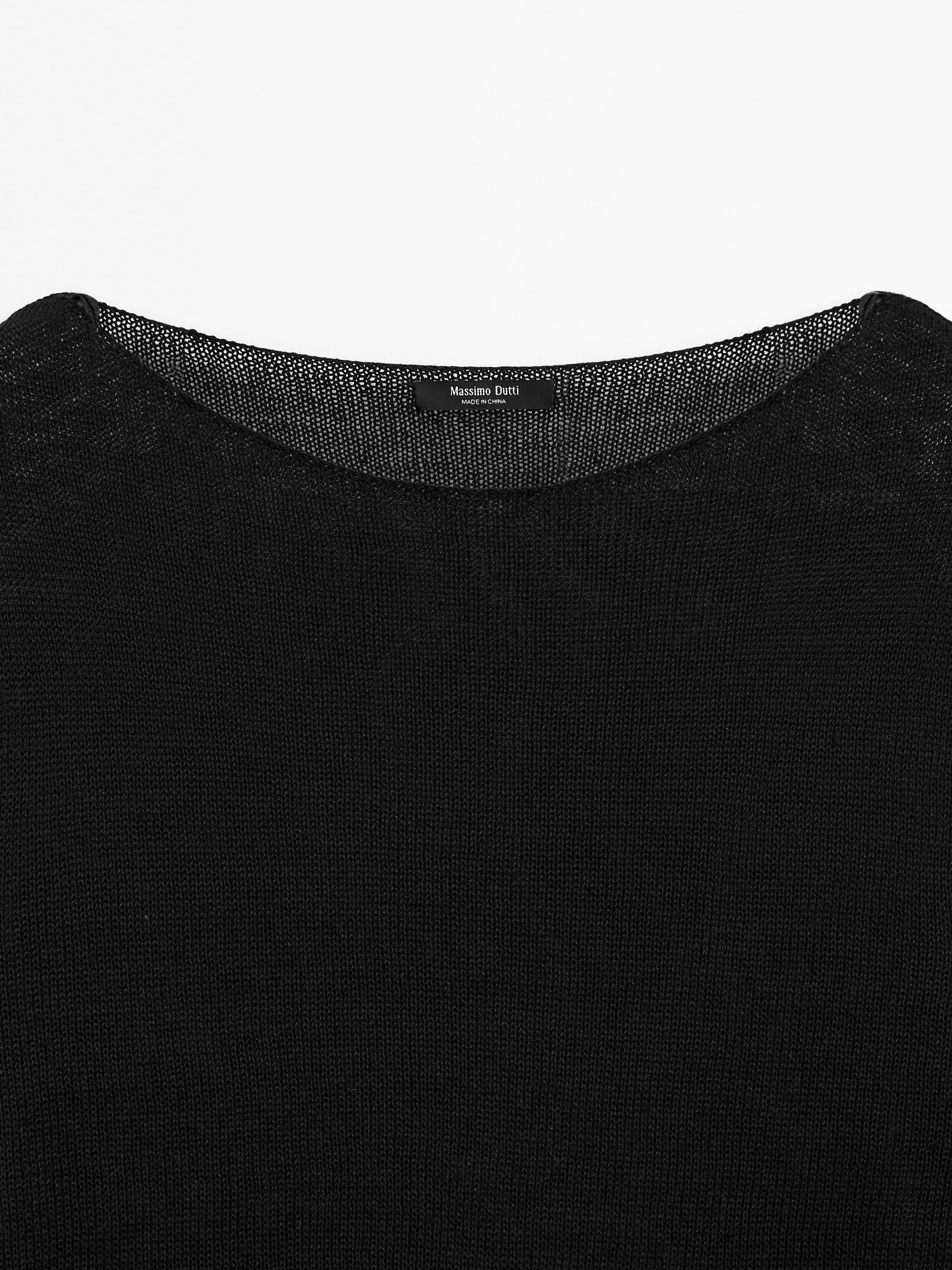 Linen blend cutwork sweater