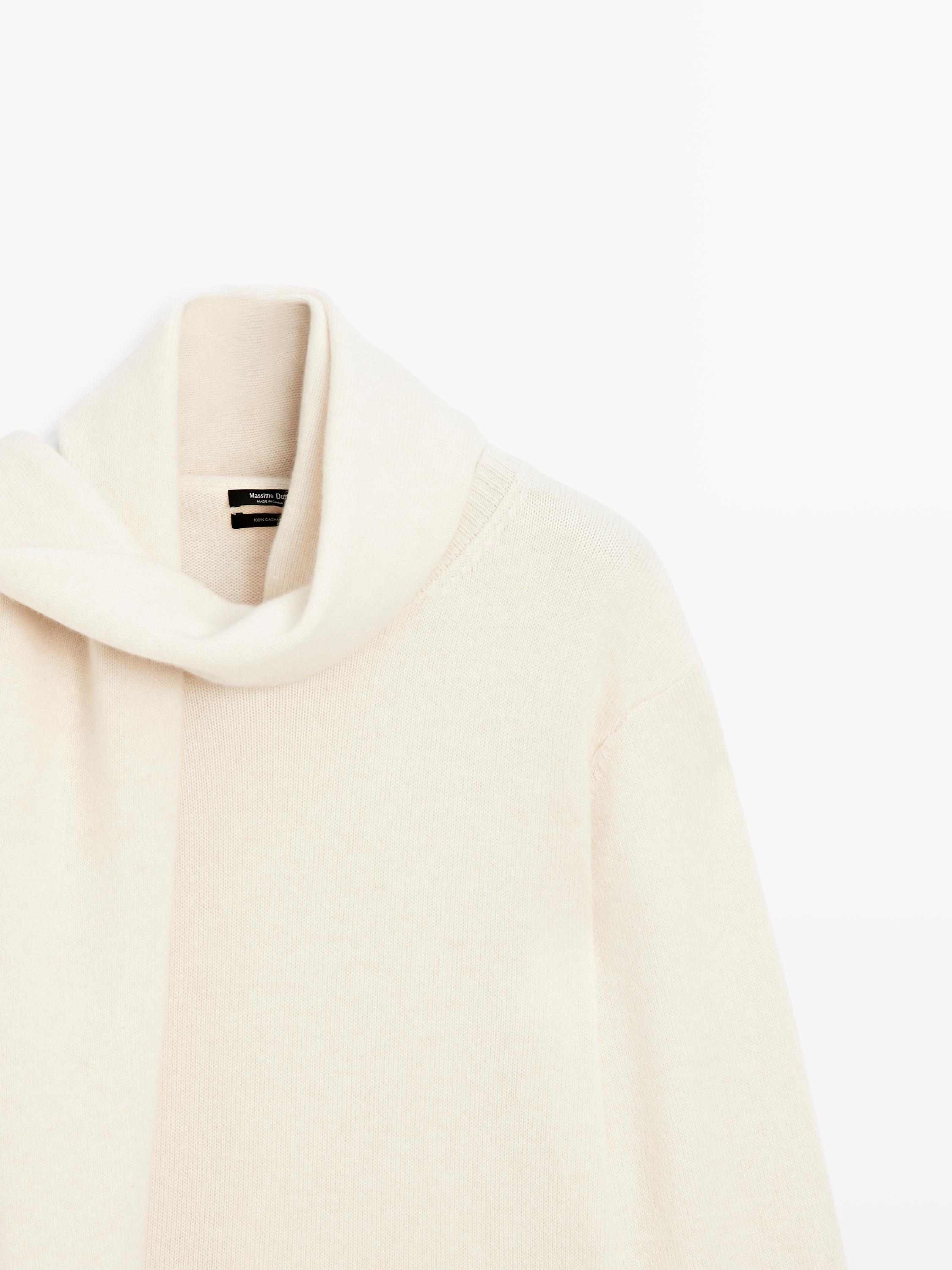 Maglia con colletto a foulard 100% cashmere
