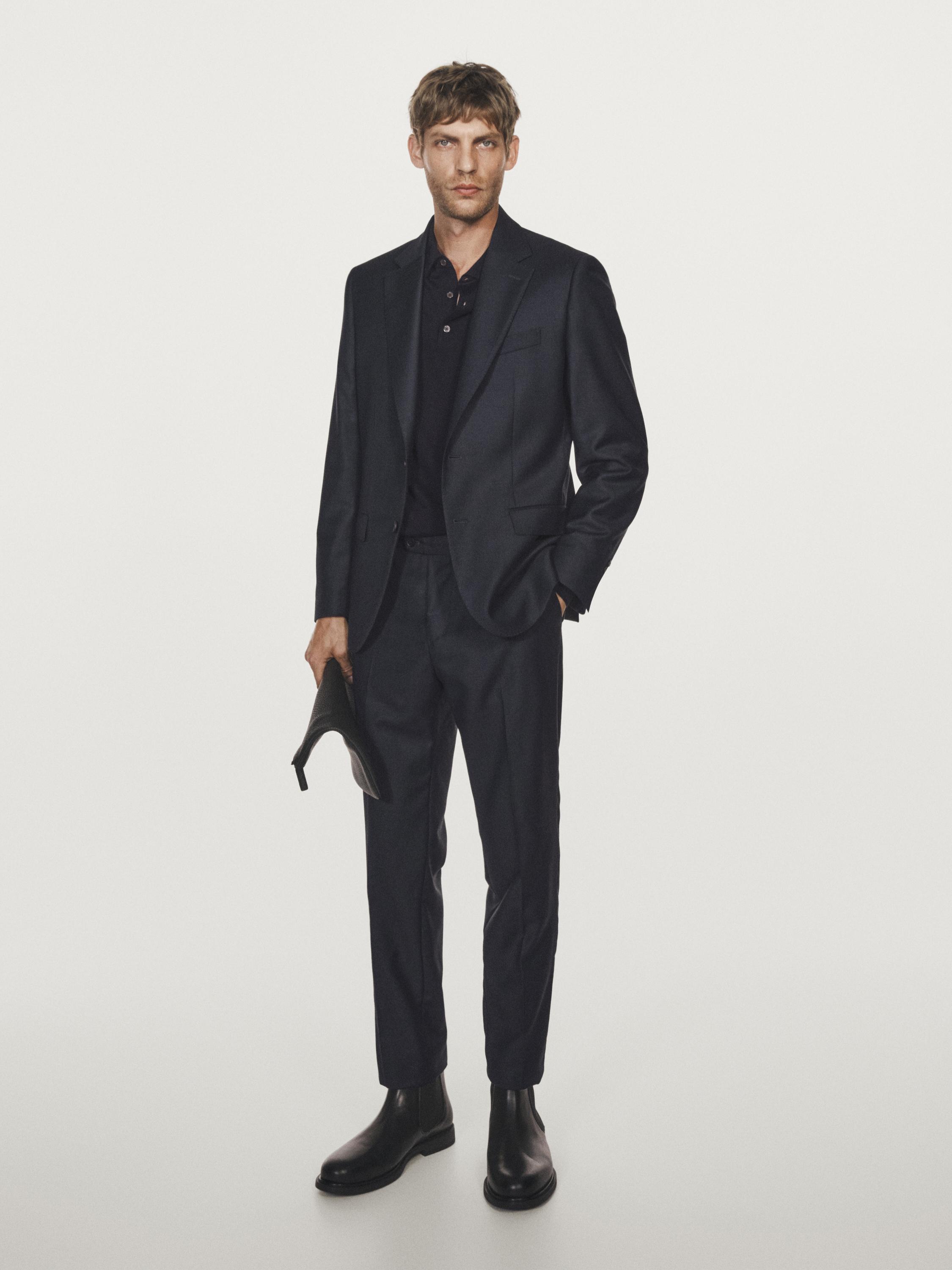 بنطلون بدلة بنسيج دقيق الملمس