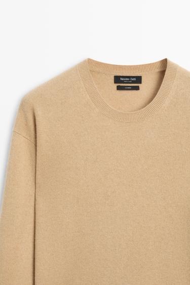 Knit 100% cashmere round neck sweater — MEDIUM CAMEL 4