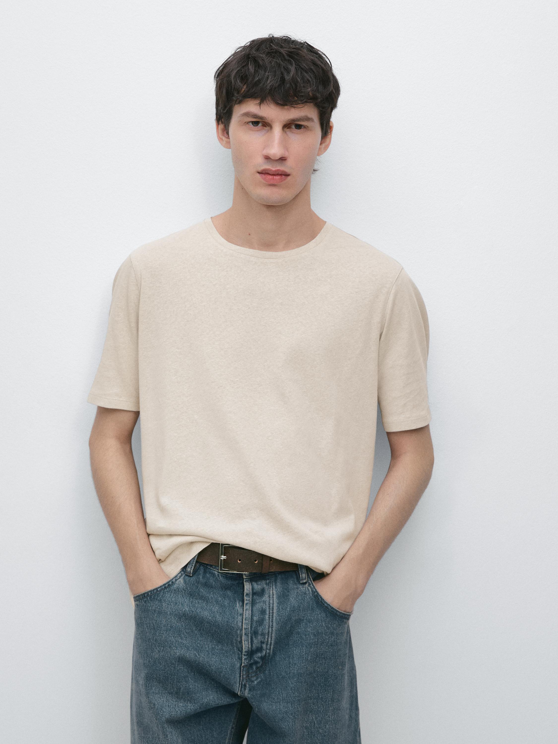 Short sleeve linen blend T-shirt