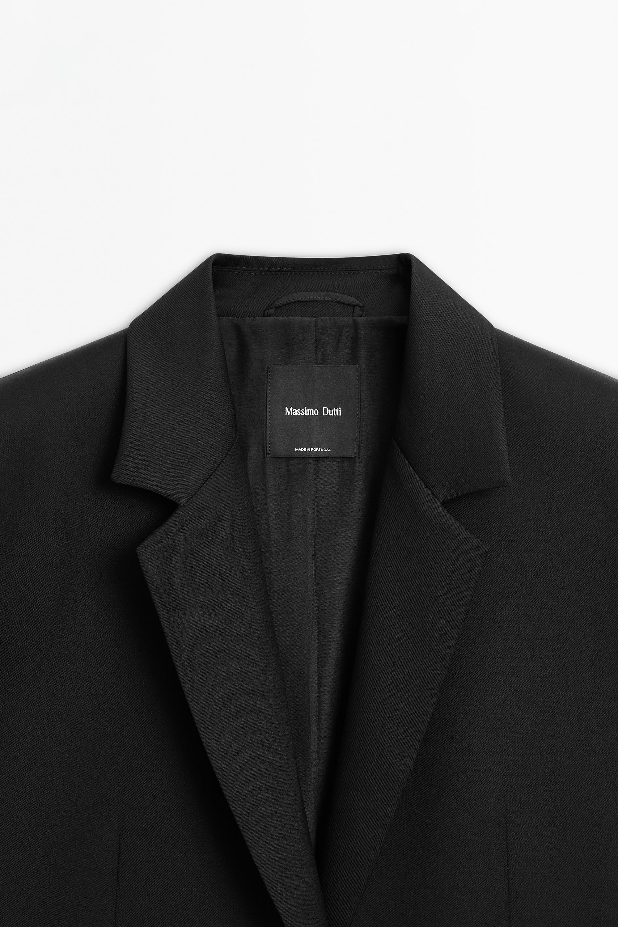 100% extra fine wool two-button blazer — BLACK