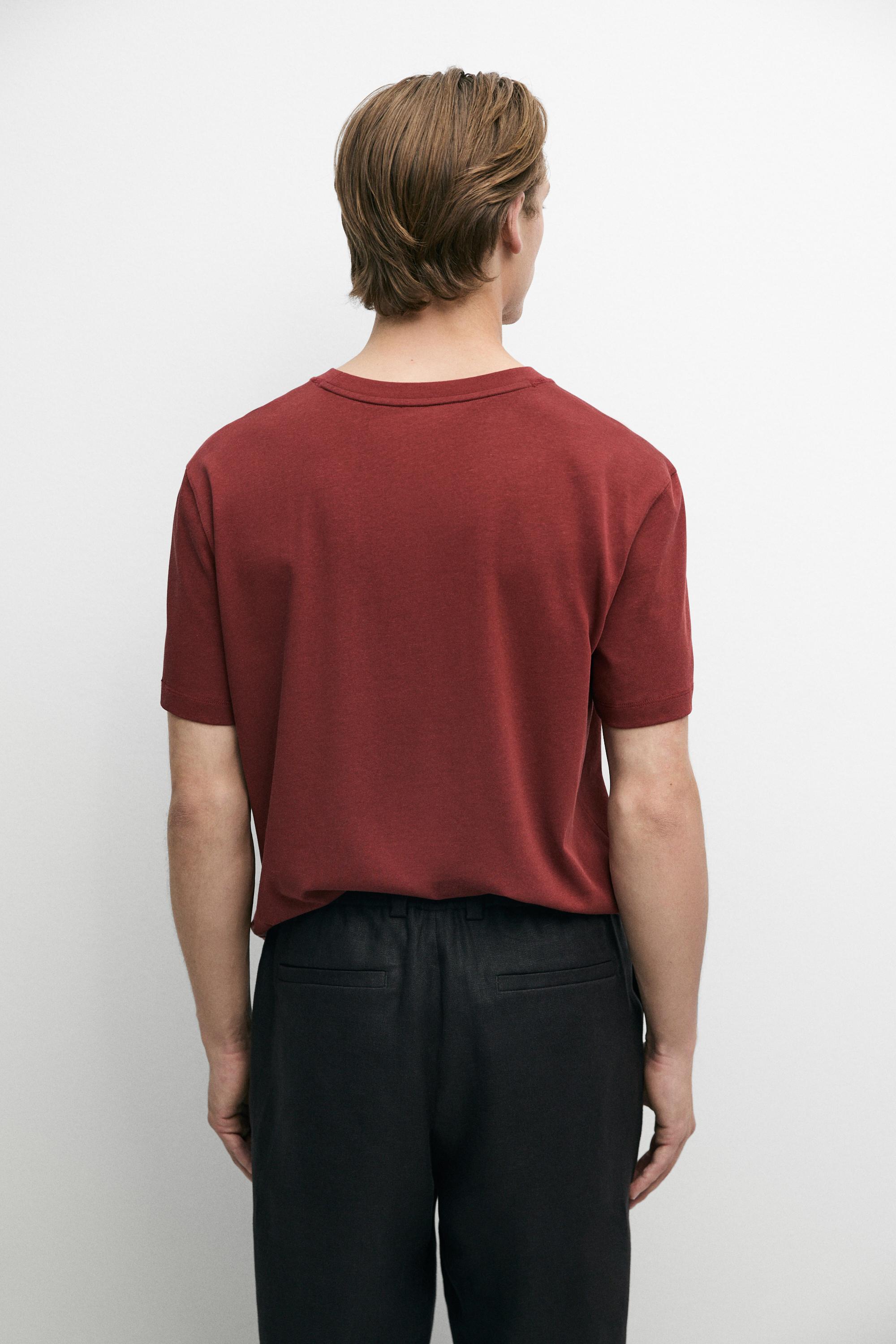 Short sleeve cotton blend T-shirt — MAROON