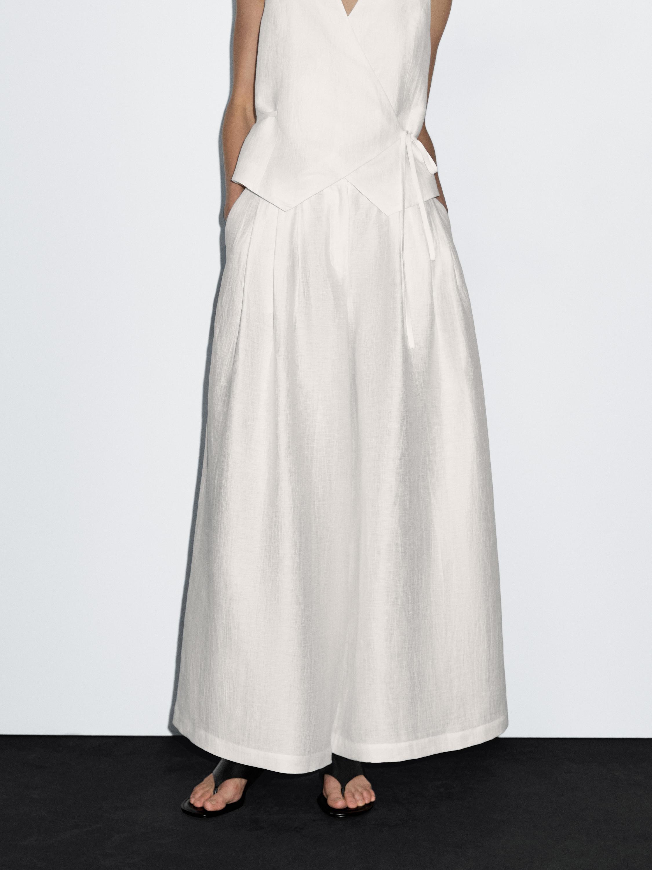 Pantalón ancho volume mestura liño