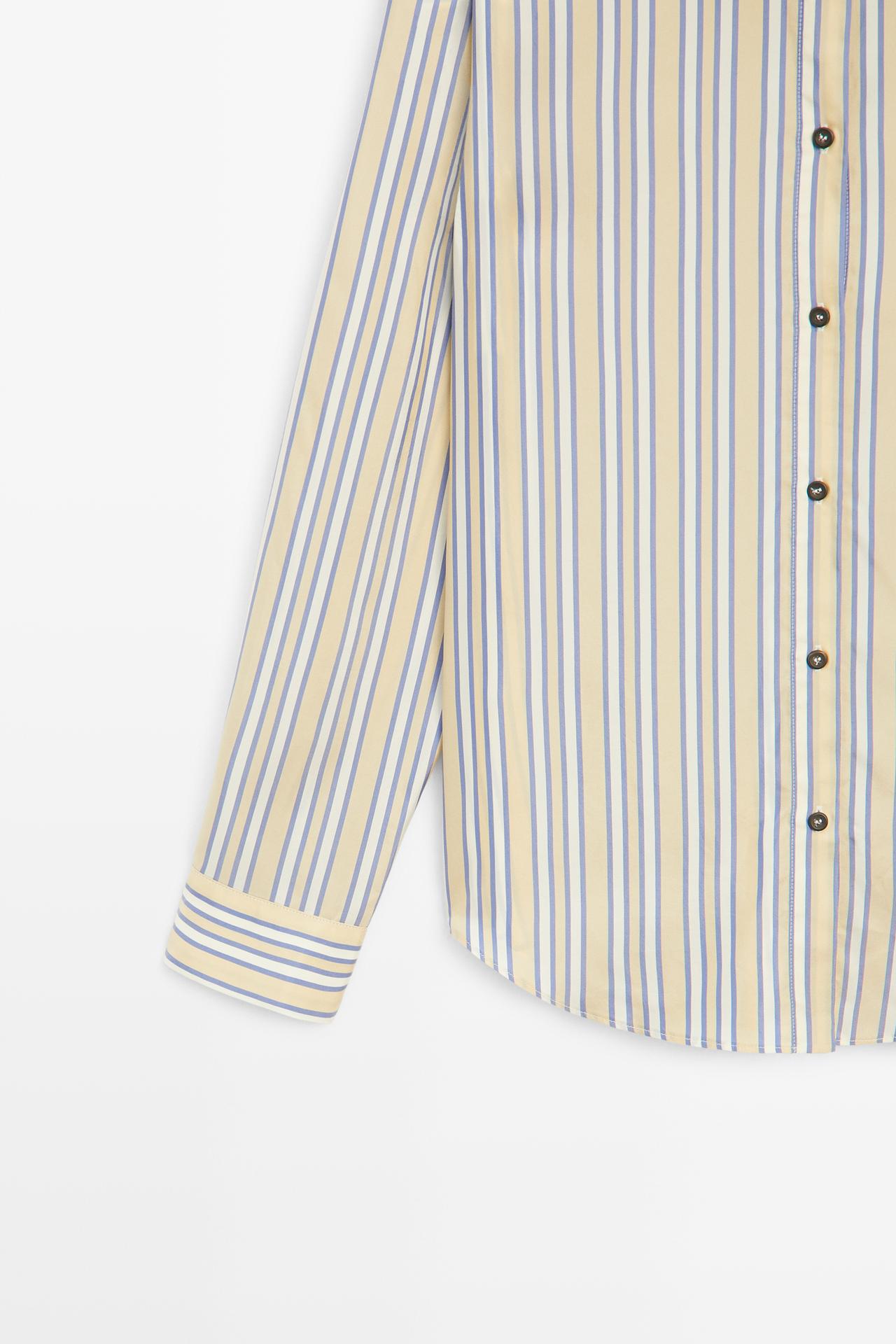 Flowy striped-detail shirt — Yellow