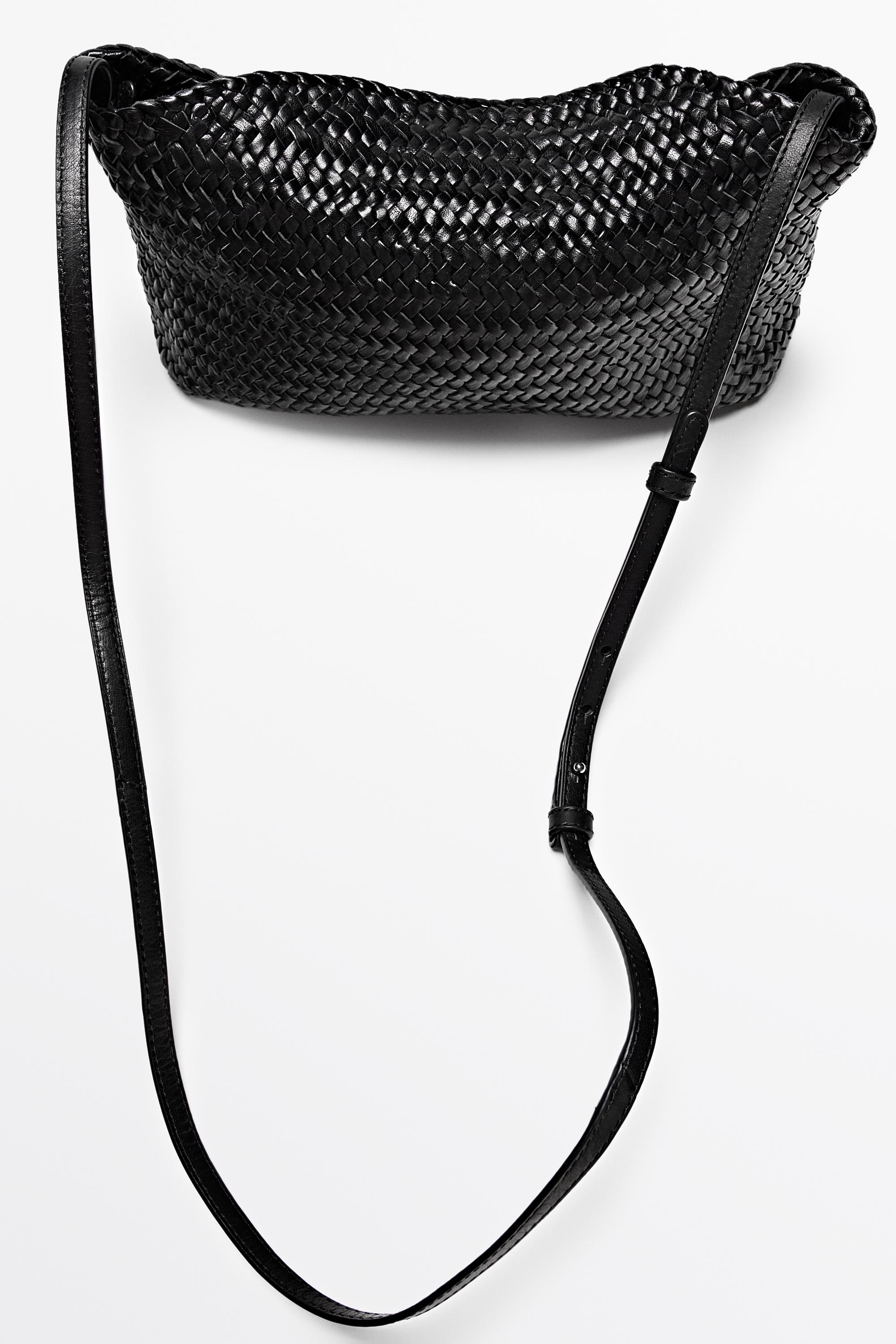 Braided nappa leather bag — BLACK