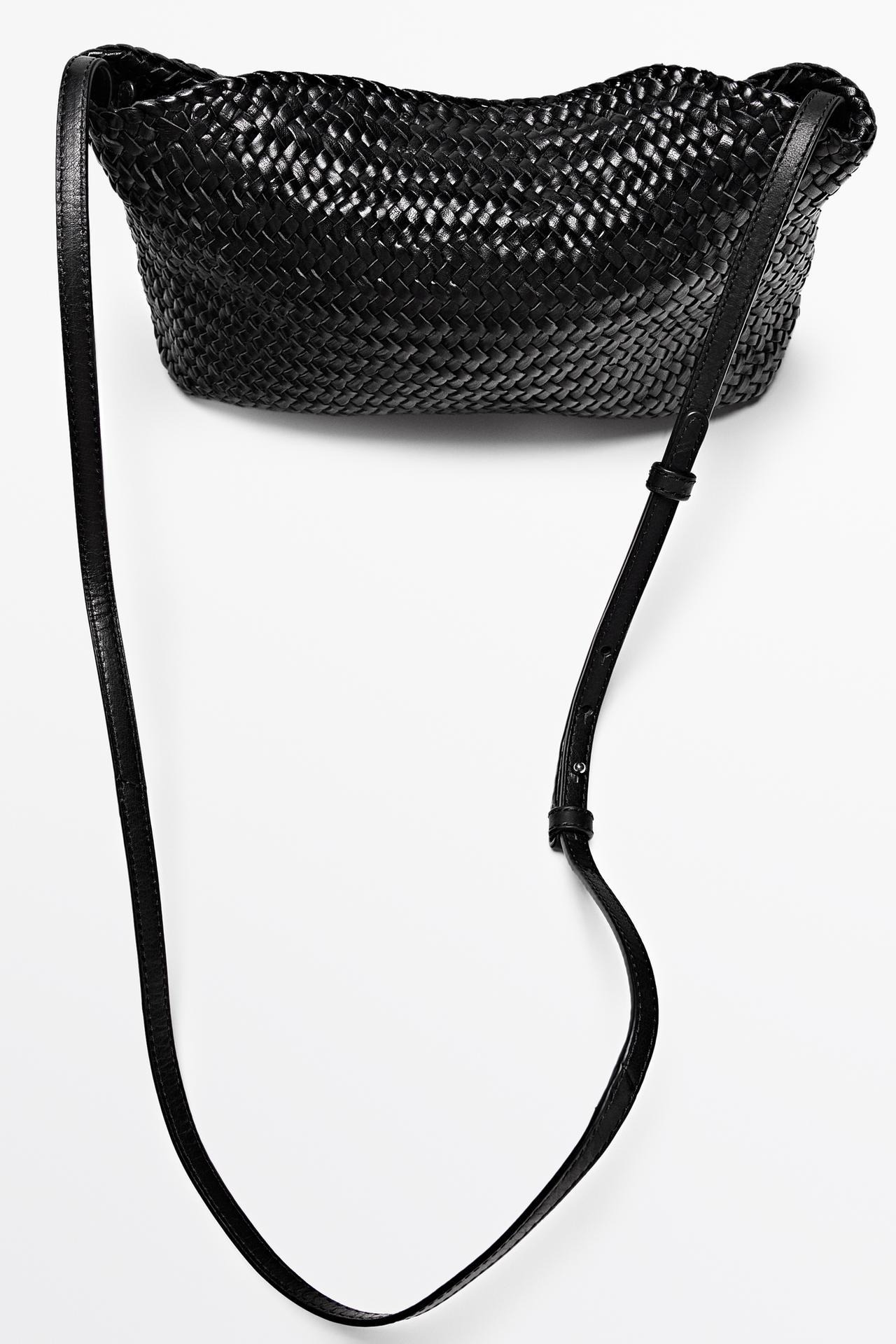 Braided nappa leather bag — BLACK