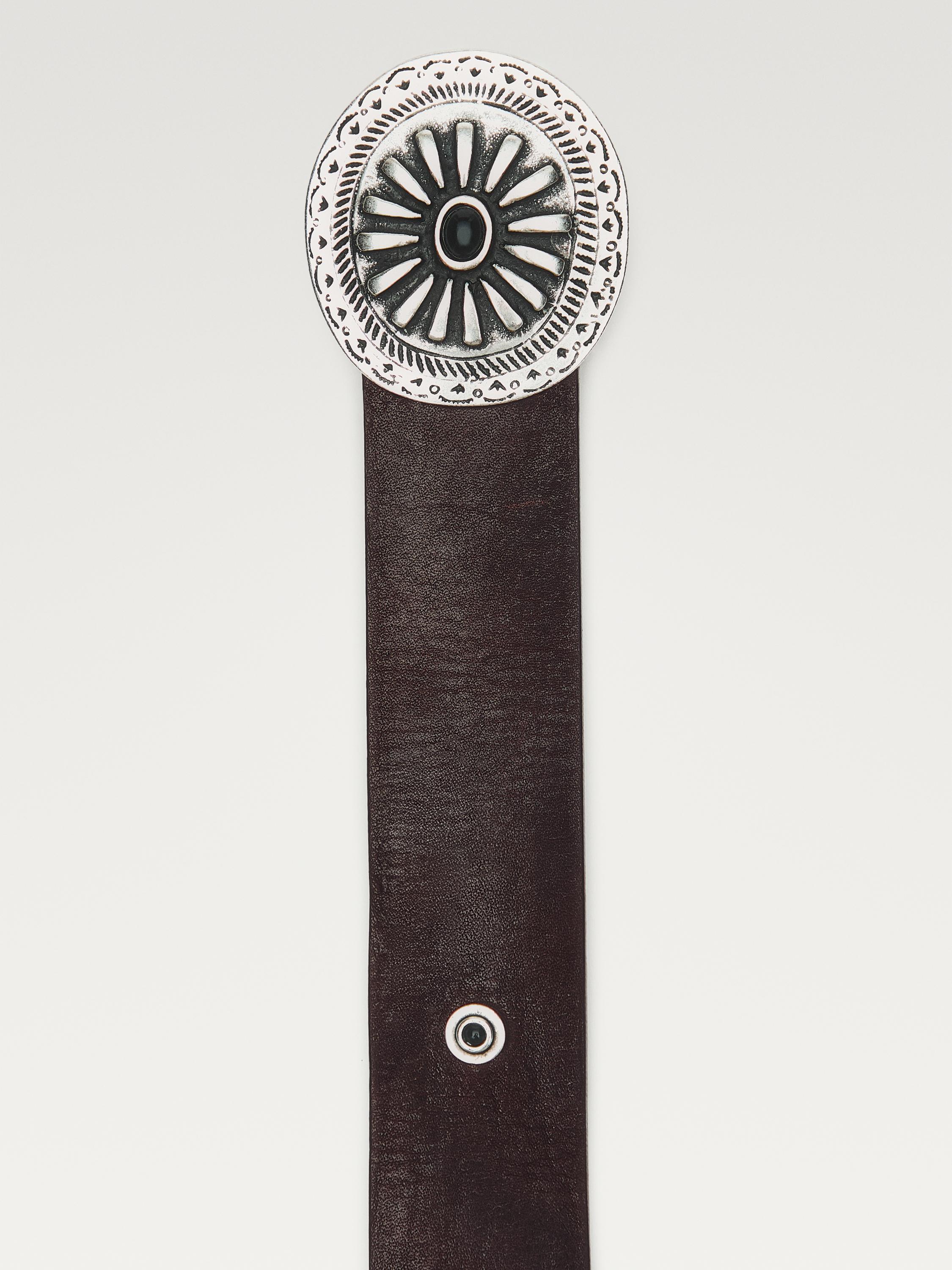 Leather belt with boho appliqués