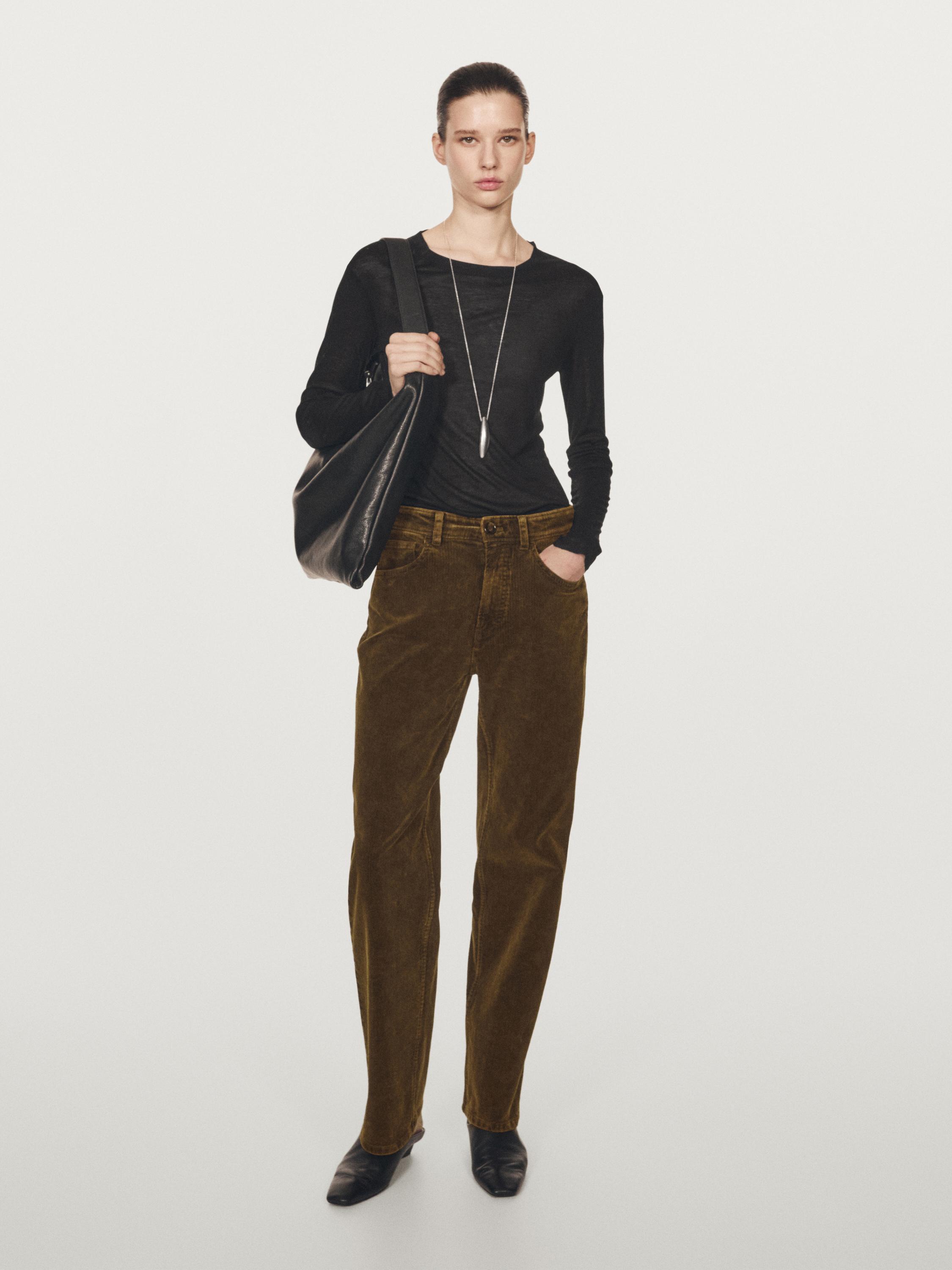 Straight-leg sulphur dye corduroy trousers