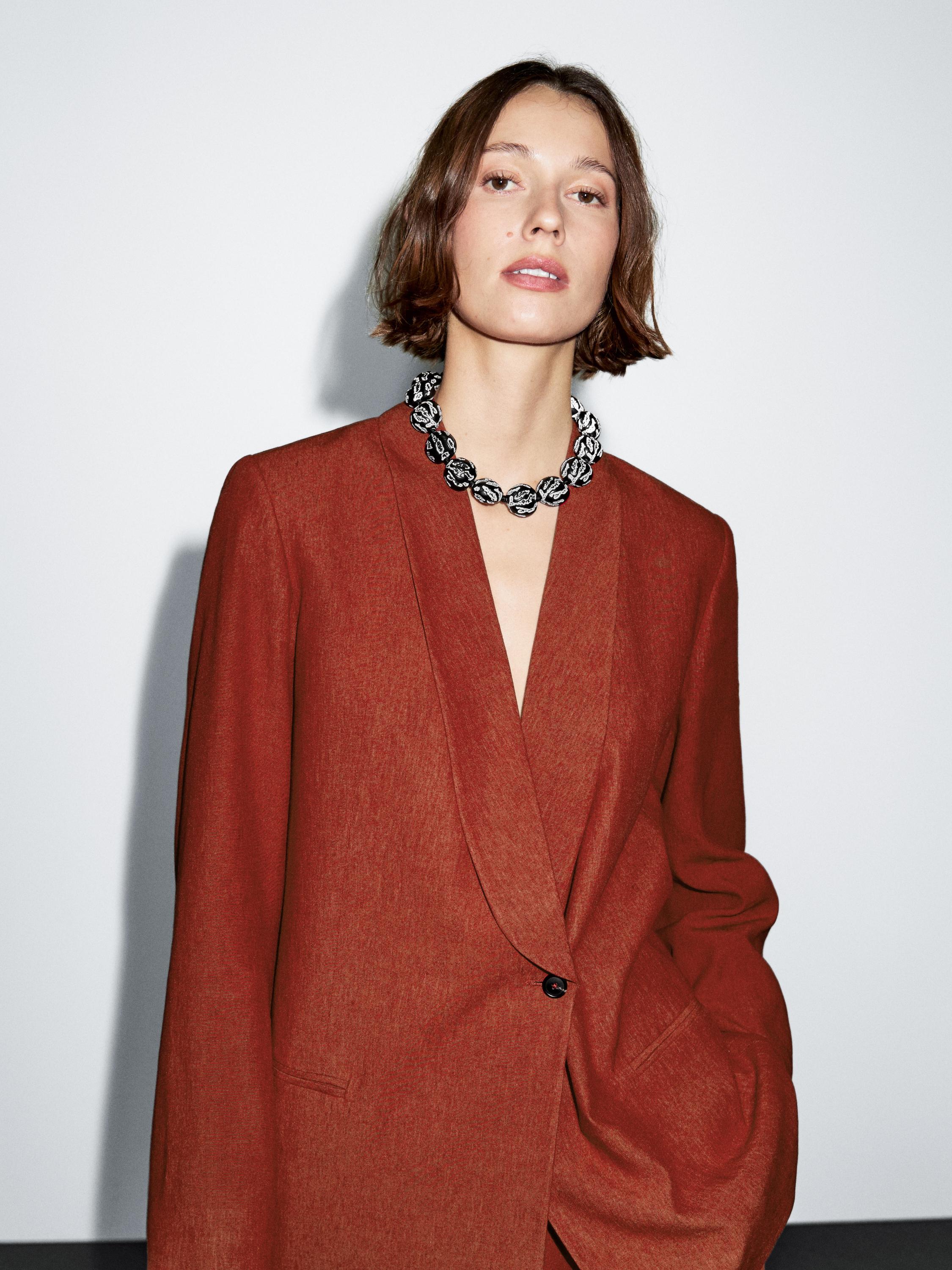 Linen blend shawl collar blazer