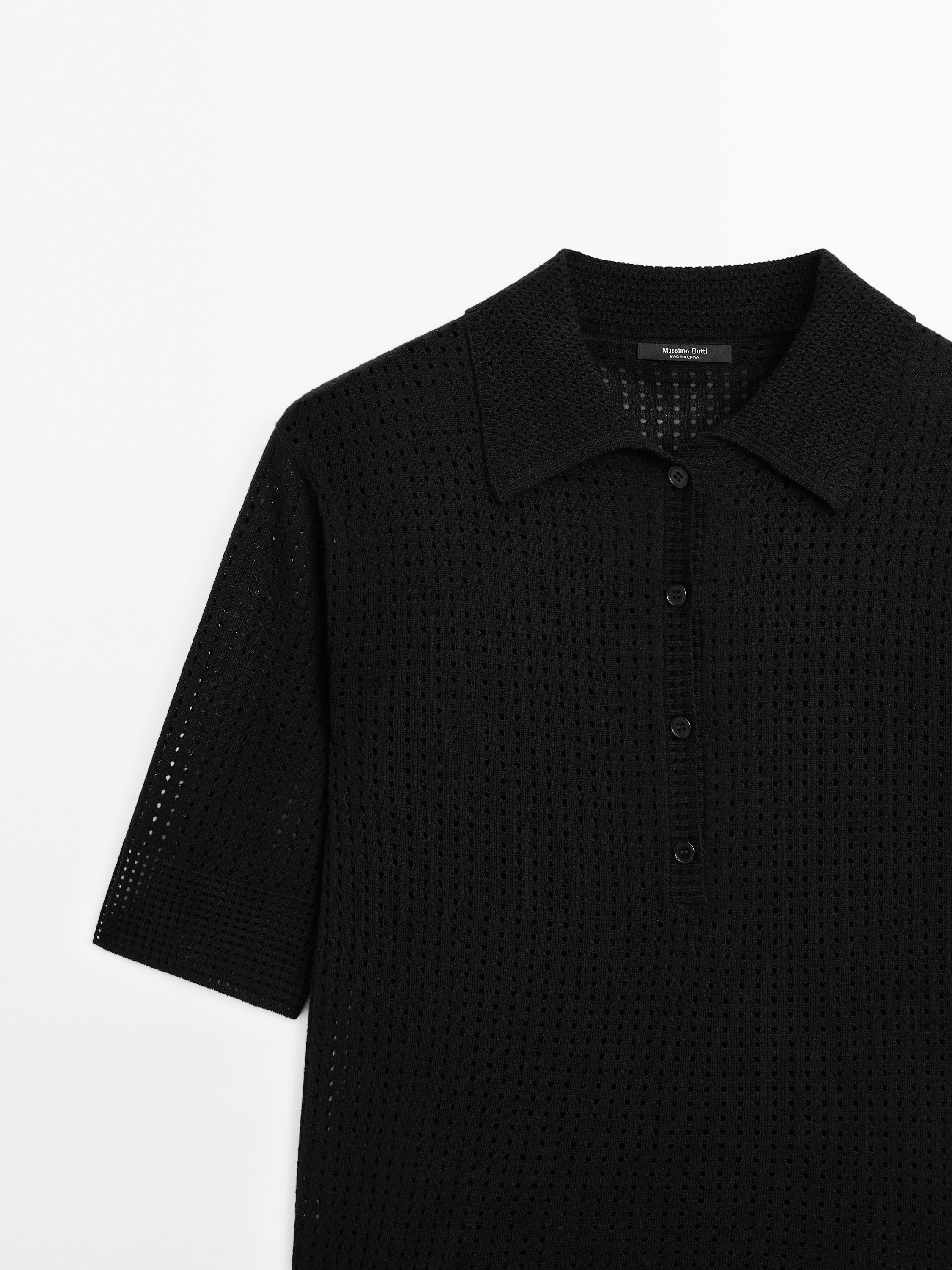 Jersey punto cuello polo calado