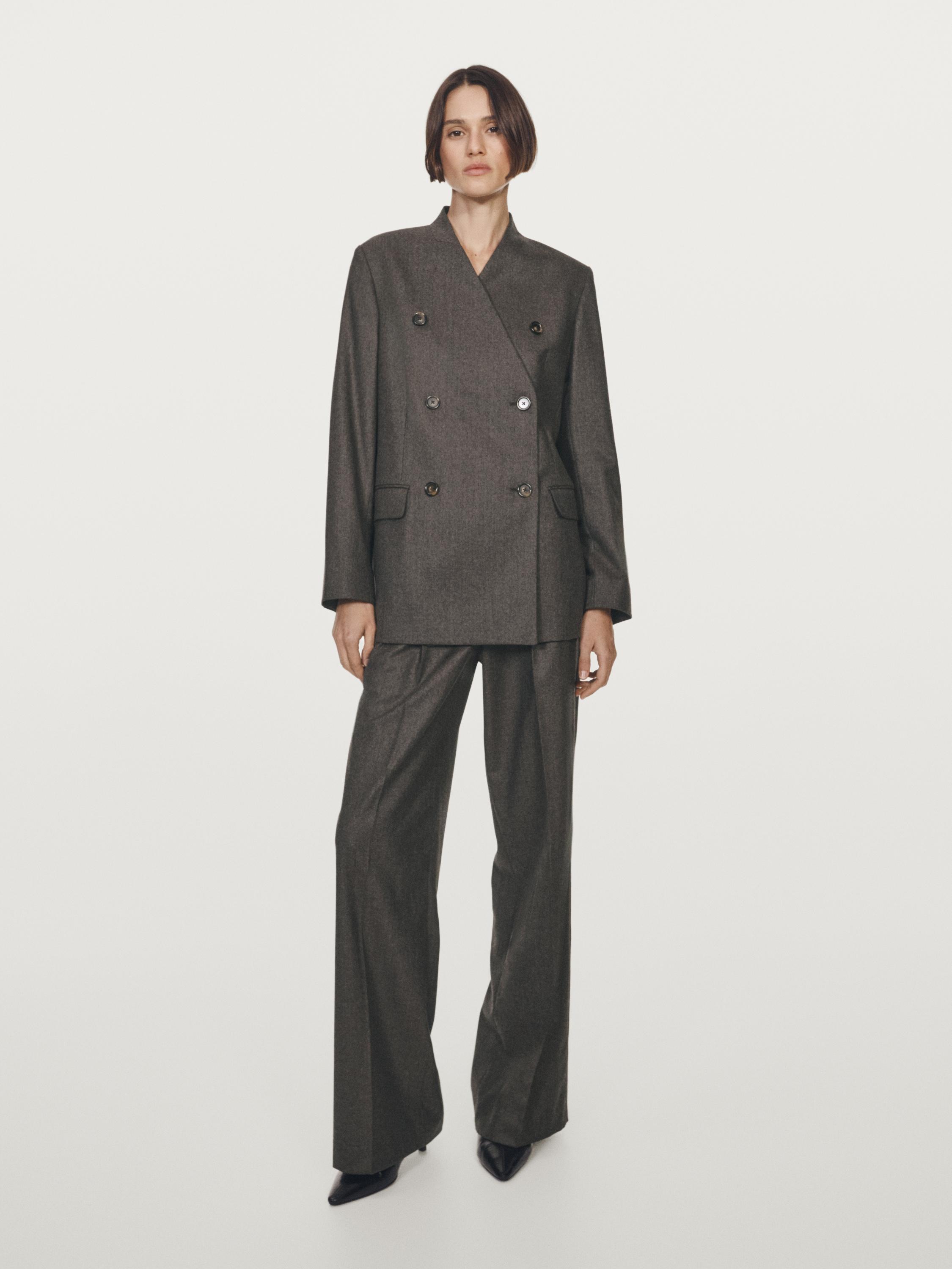 100% wool melange suit trousers