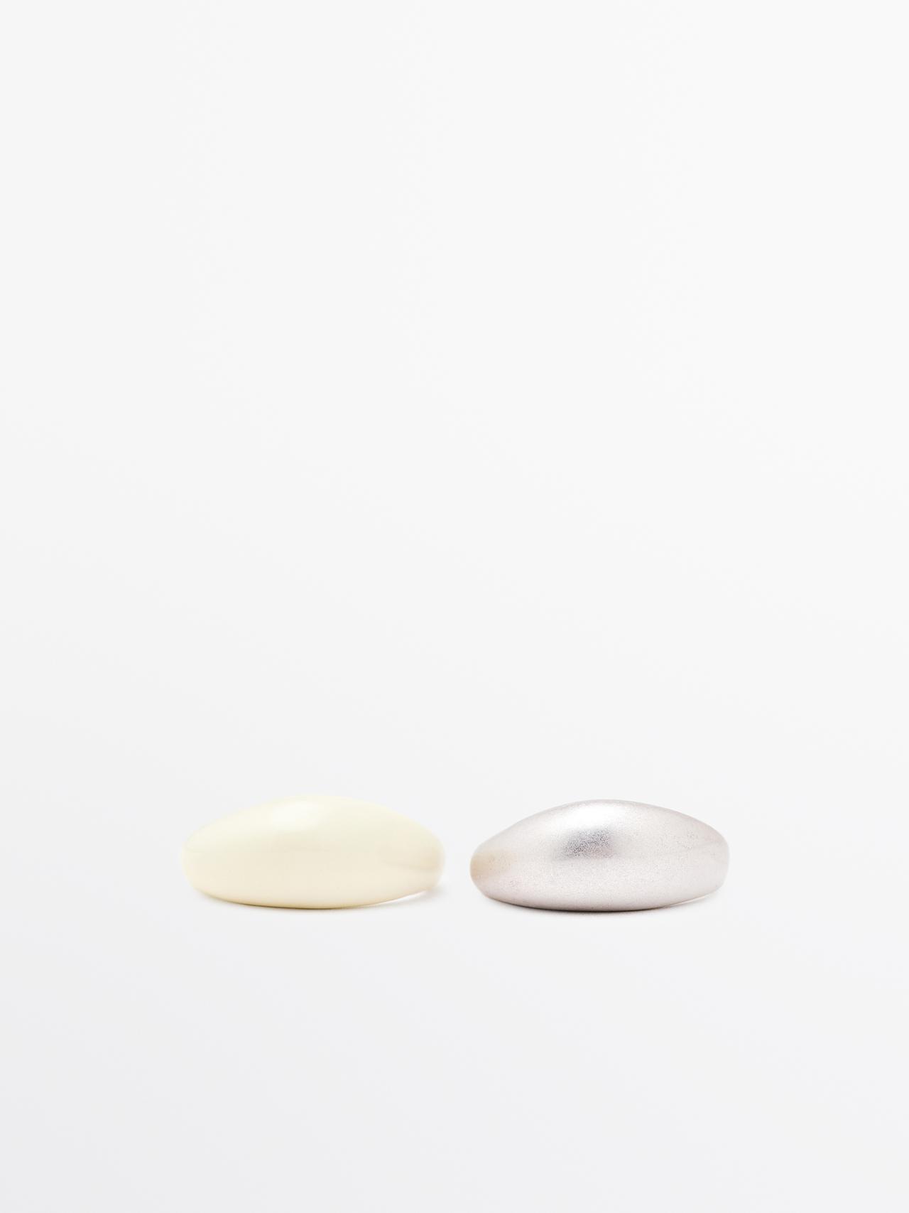 Massimo Dutti - Dame - Pack Med Emaljerede Ringe - Sølv - 01