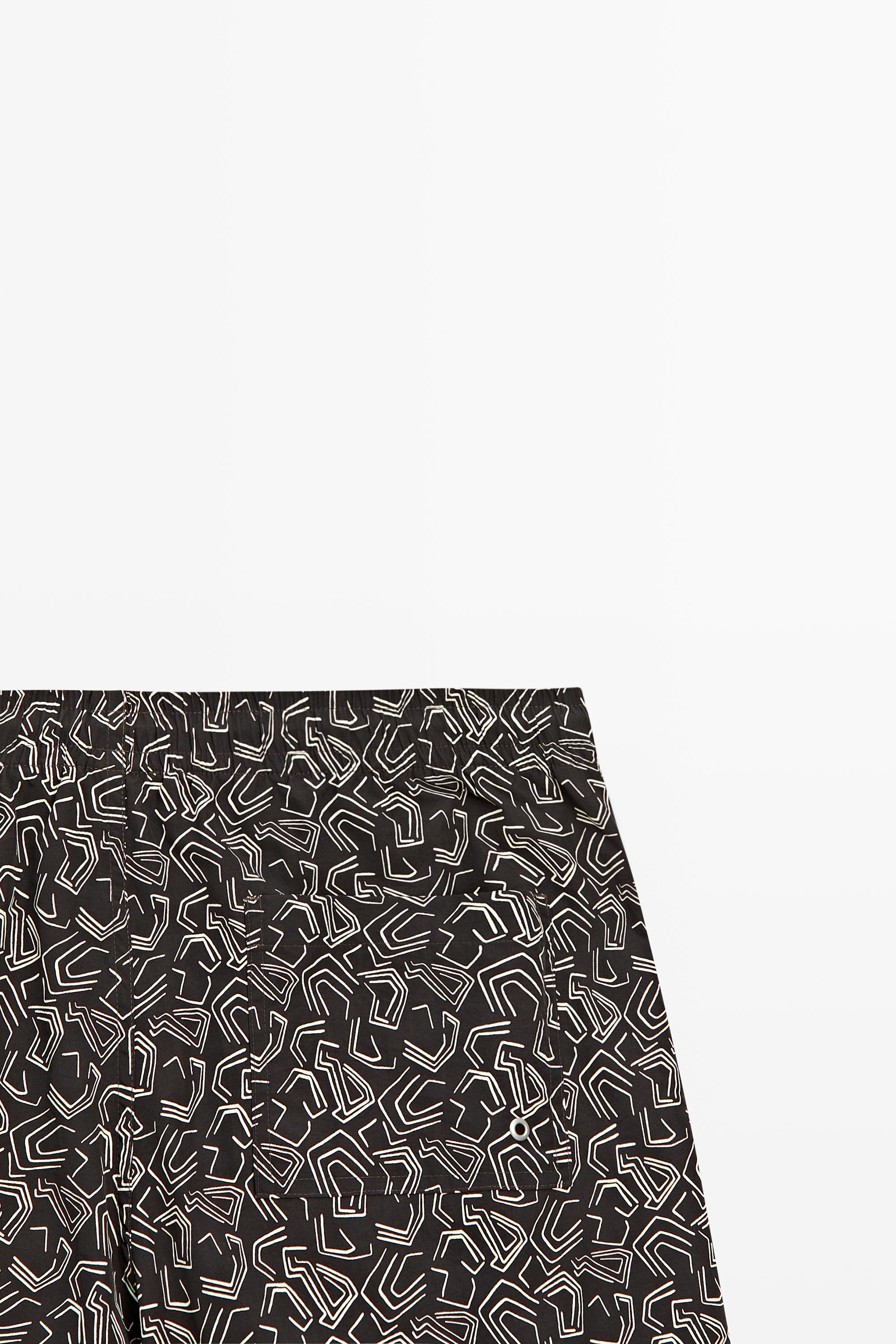 Abstract print swimsuit — BROWN