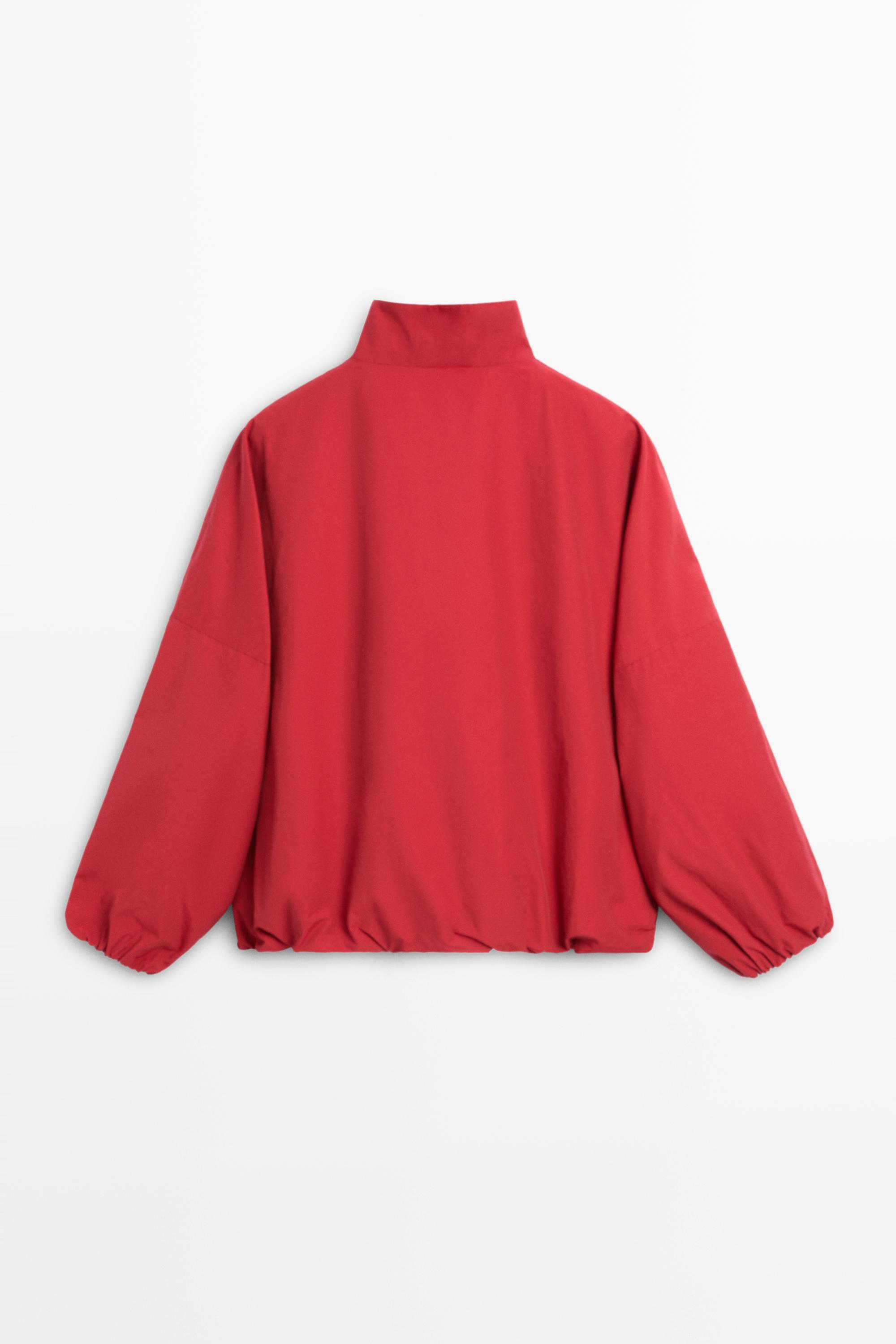 Technical bomber jacket with side button — BRIGHT RED