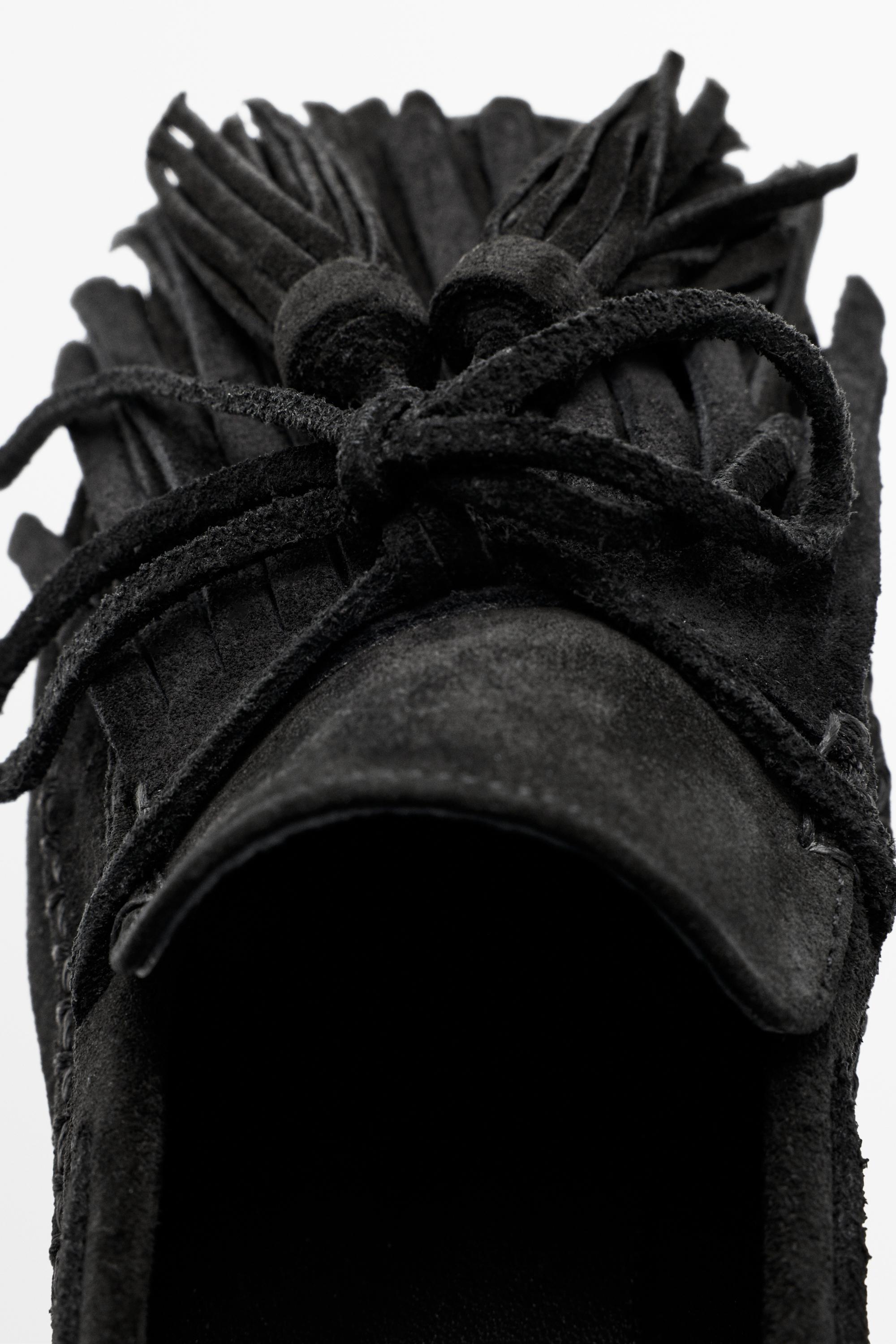 Leather fringed and tassel loafers — BLACK