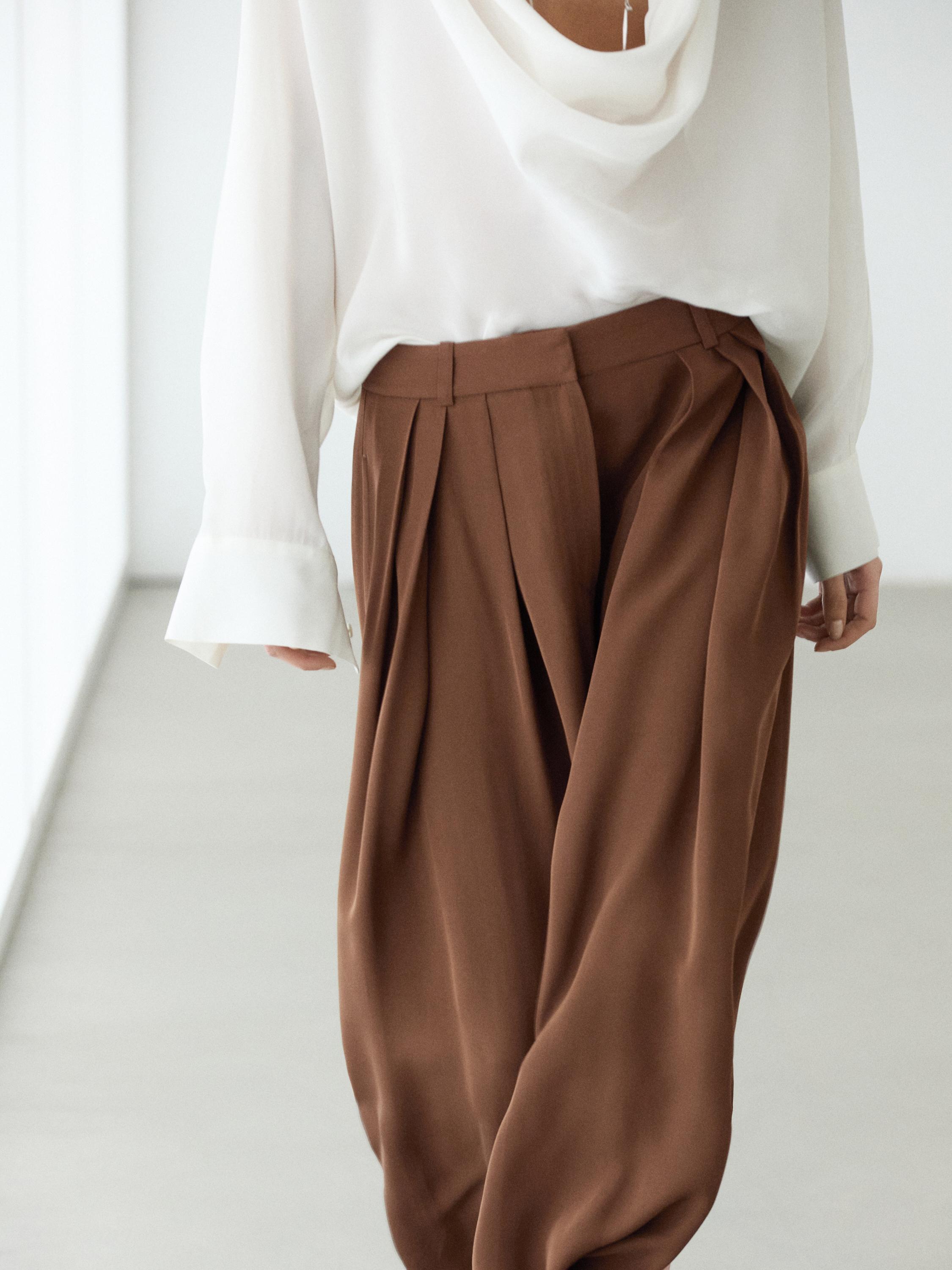 Flowing pleated skort — Washed