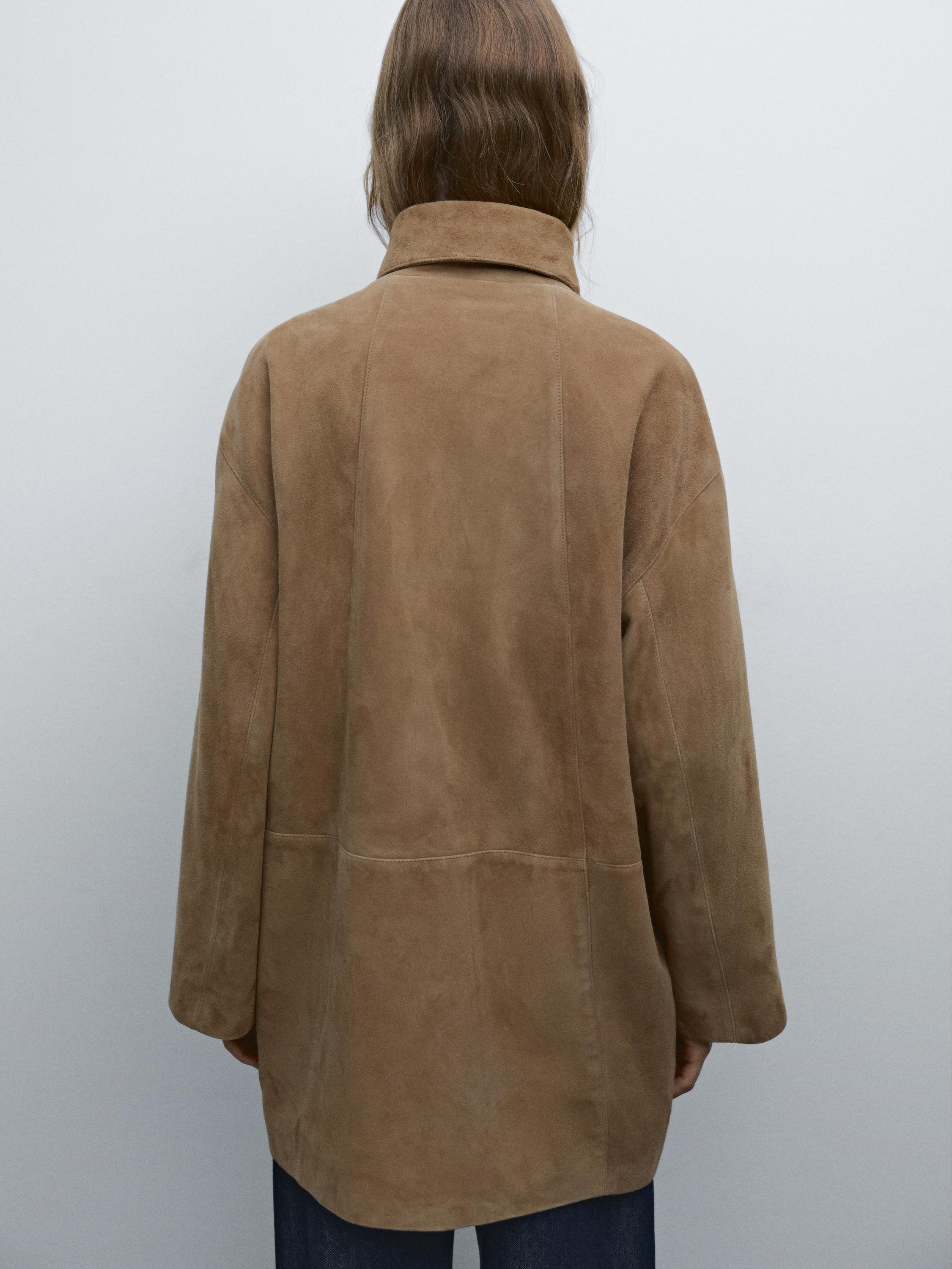 Medium suede leather coat