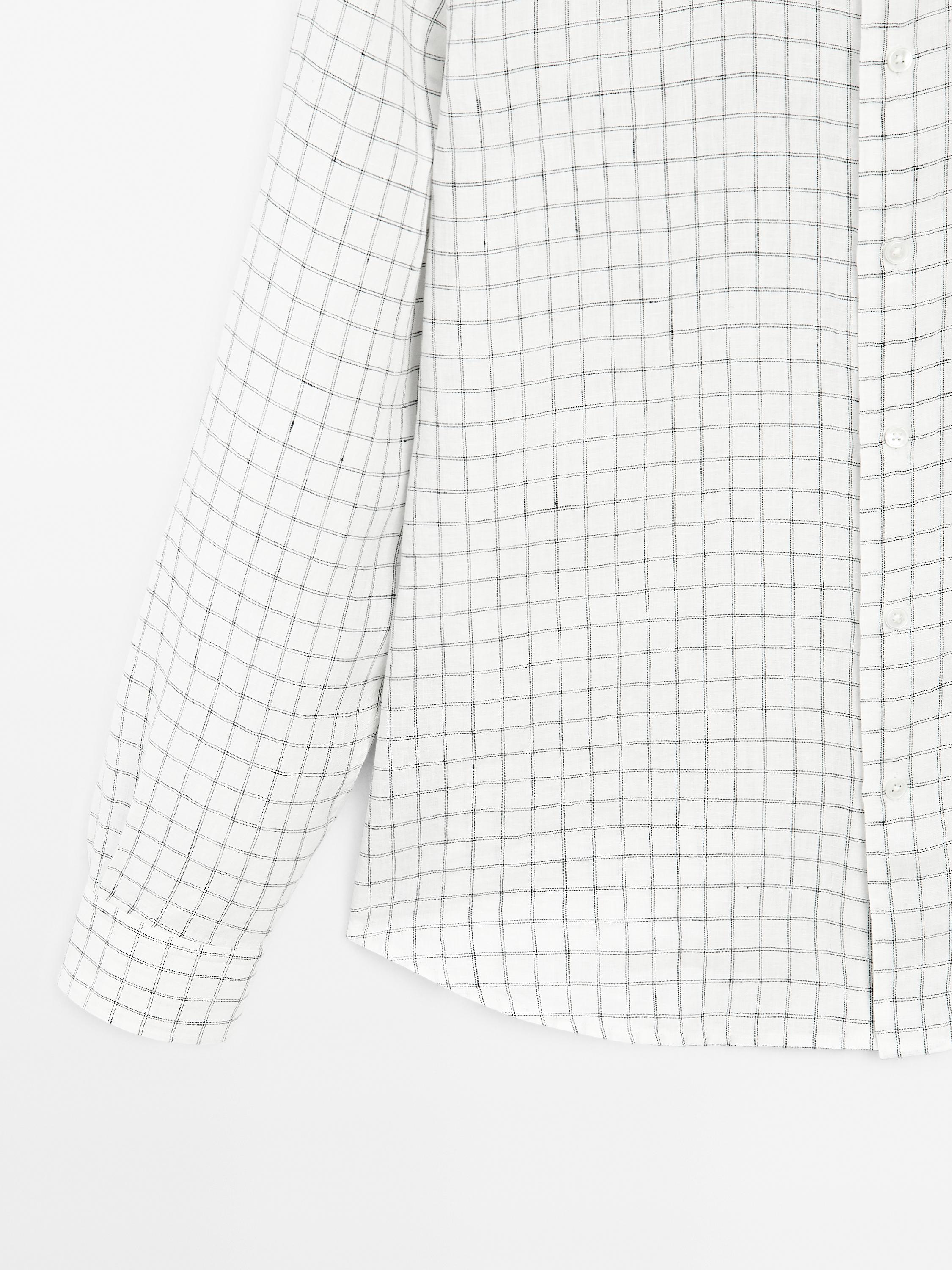 Regular-fit linen check shirt