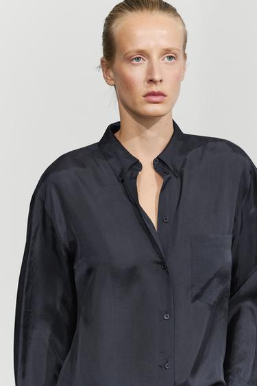 Flowing shirt with pocket detail — NAVY BLUE 5