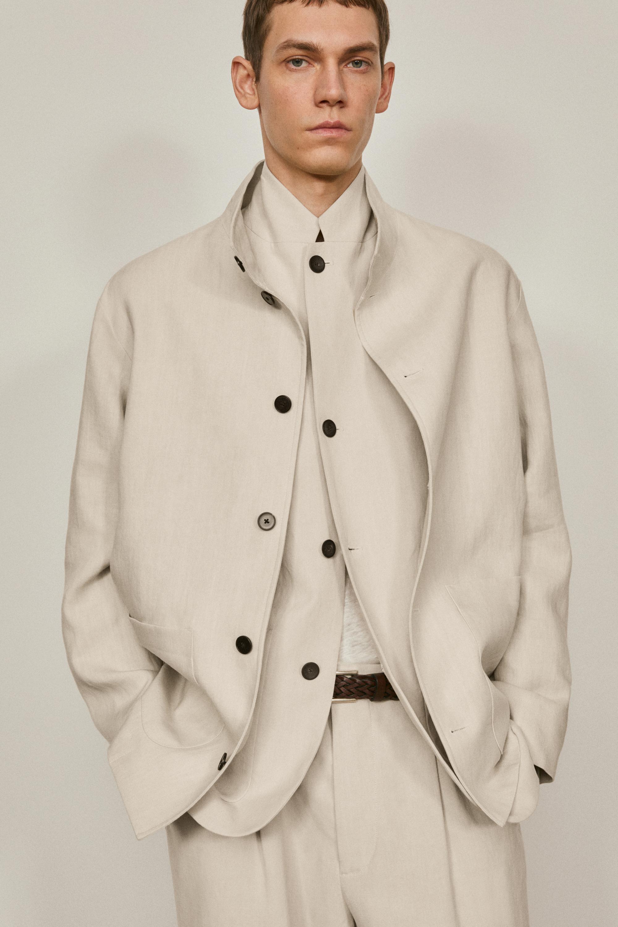 High neck linen jacket - LIMITED EDITION — SAND