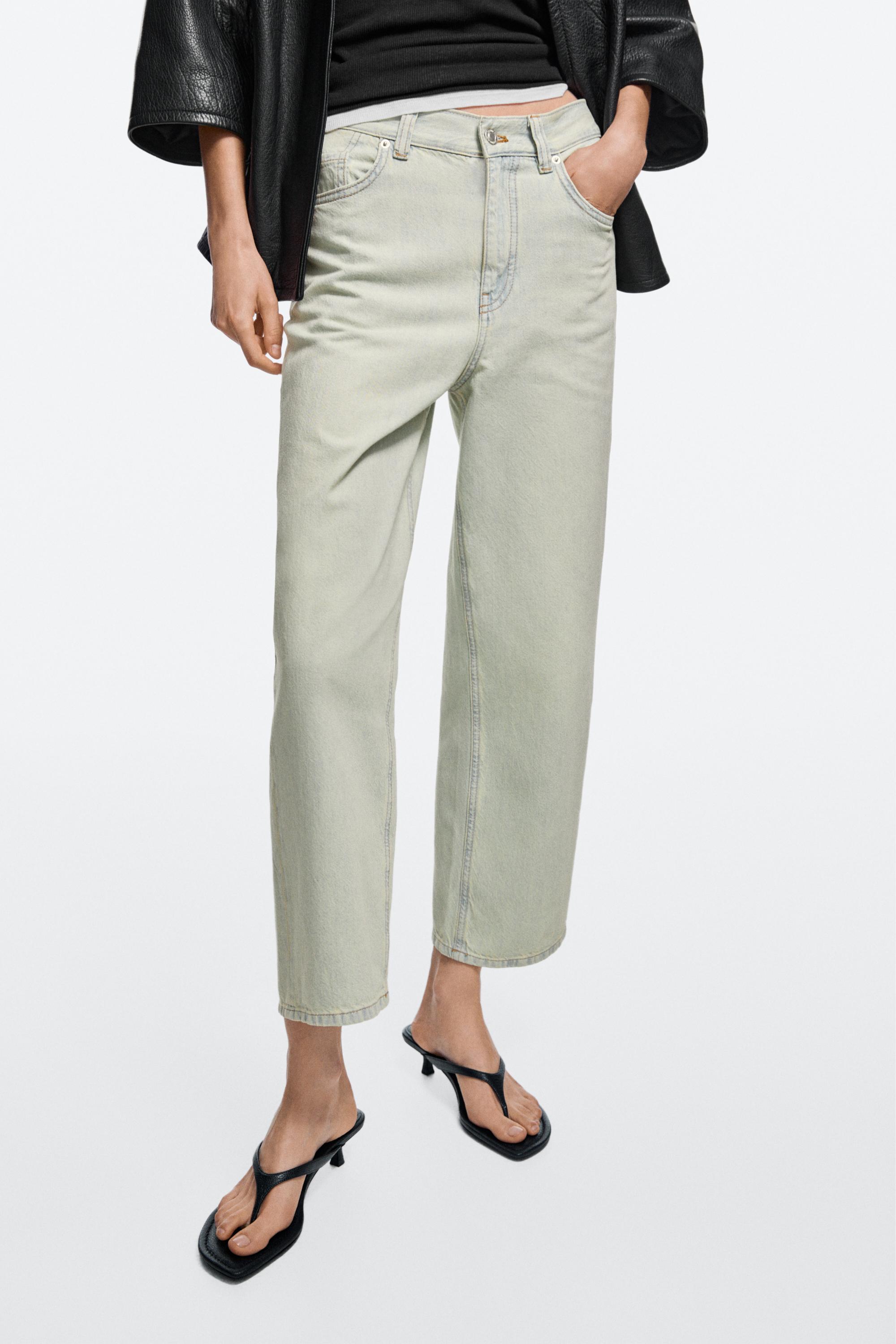 Mid-waist cropped wide-leg jeans — BLUE